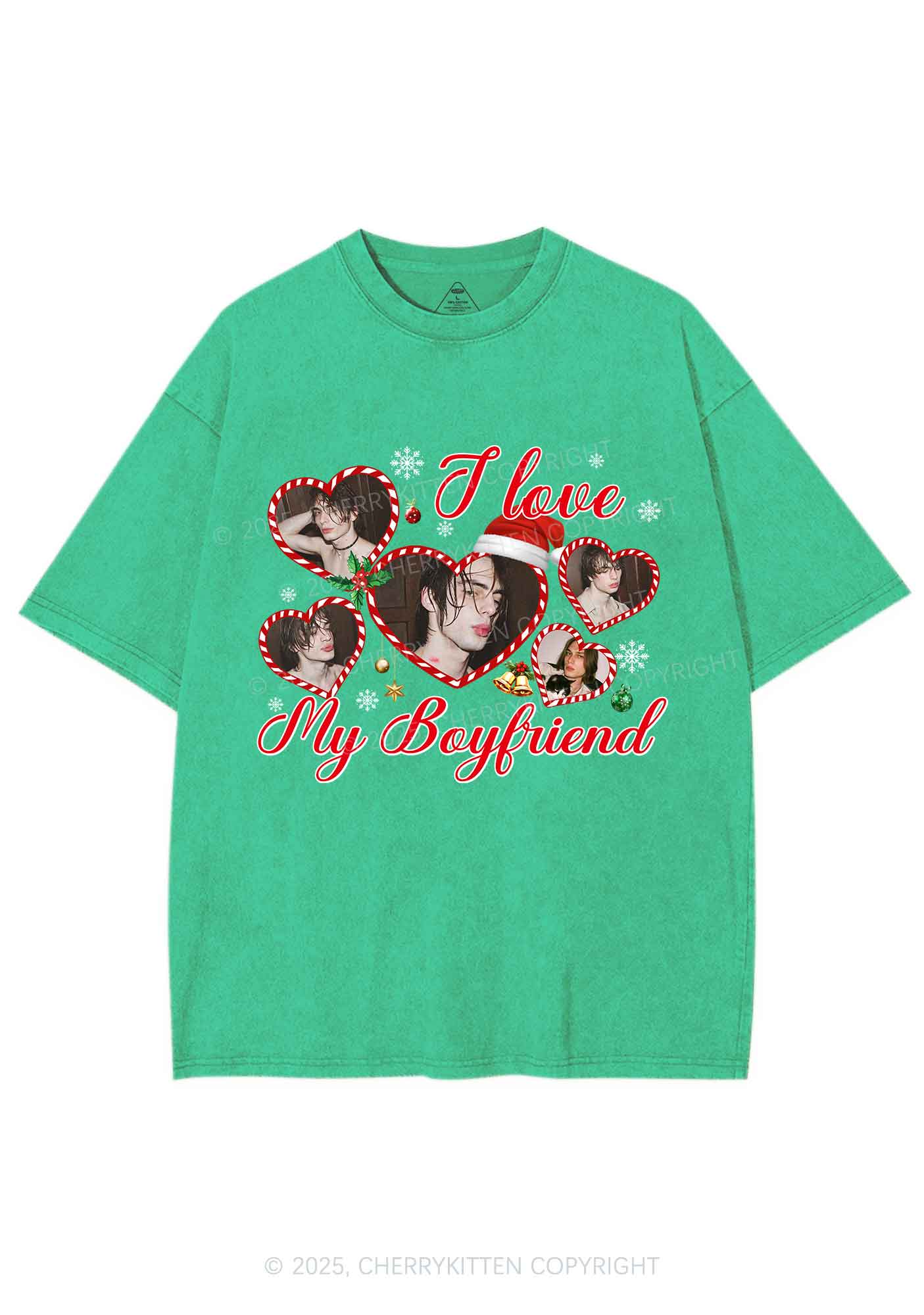 Custom Christmas I Love My GF Y2K Shirts Washed Tee Cherrykitten