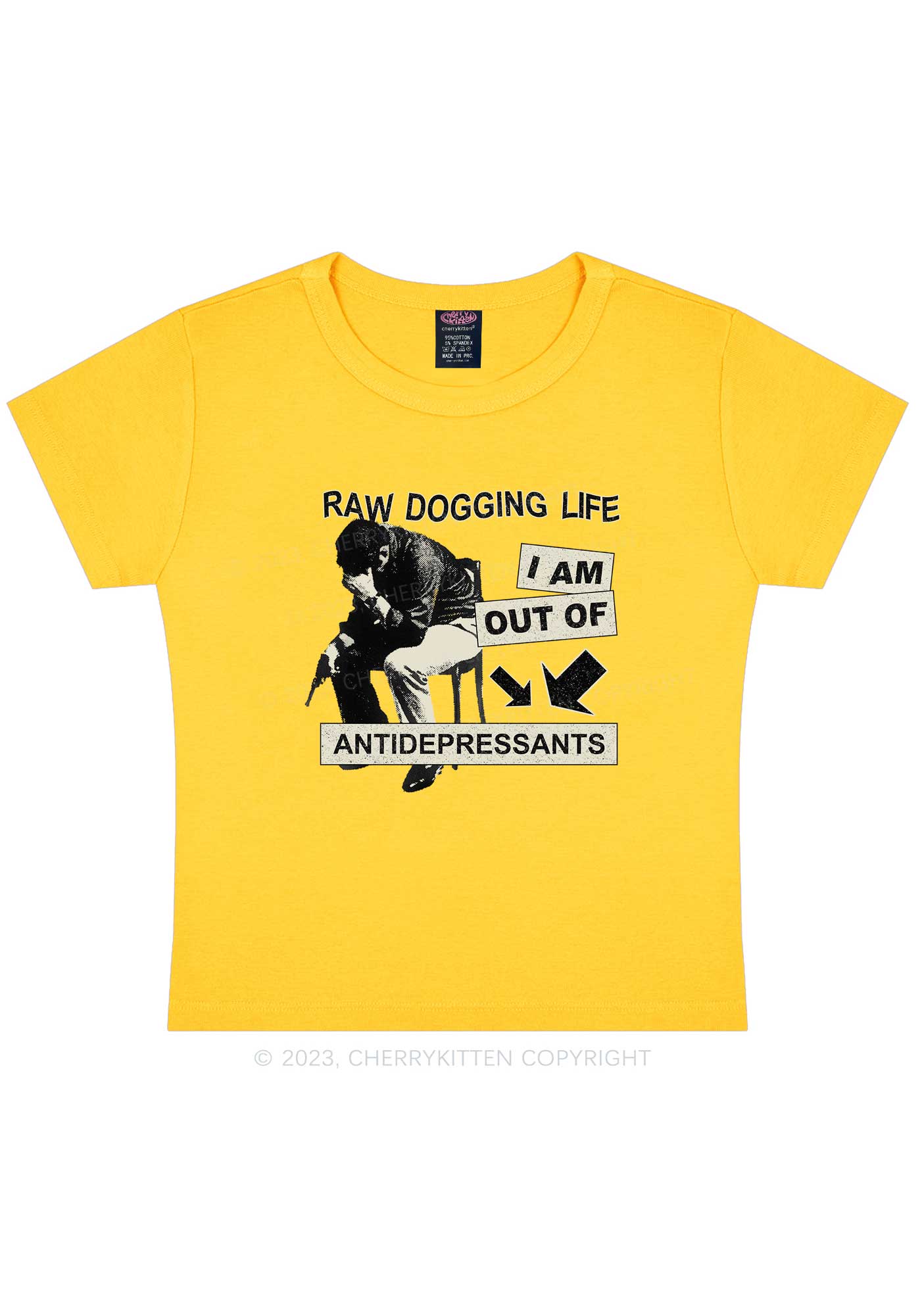 Out Of Antidepressants Y2K Baby Tee Cherrykitten