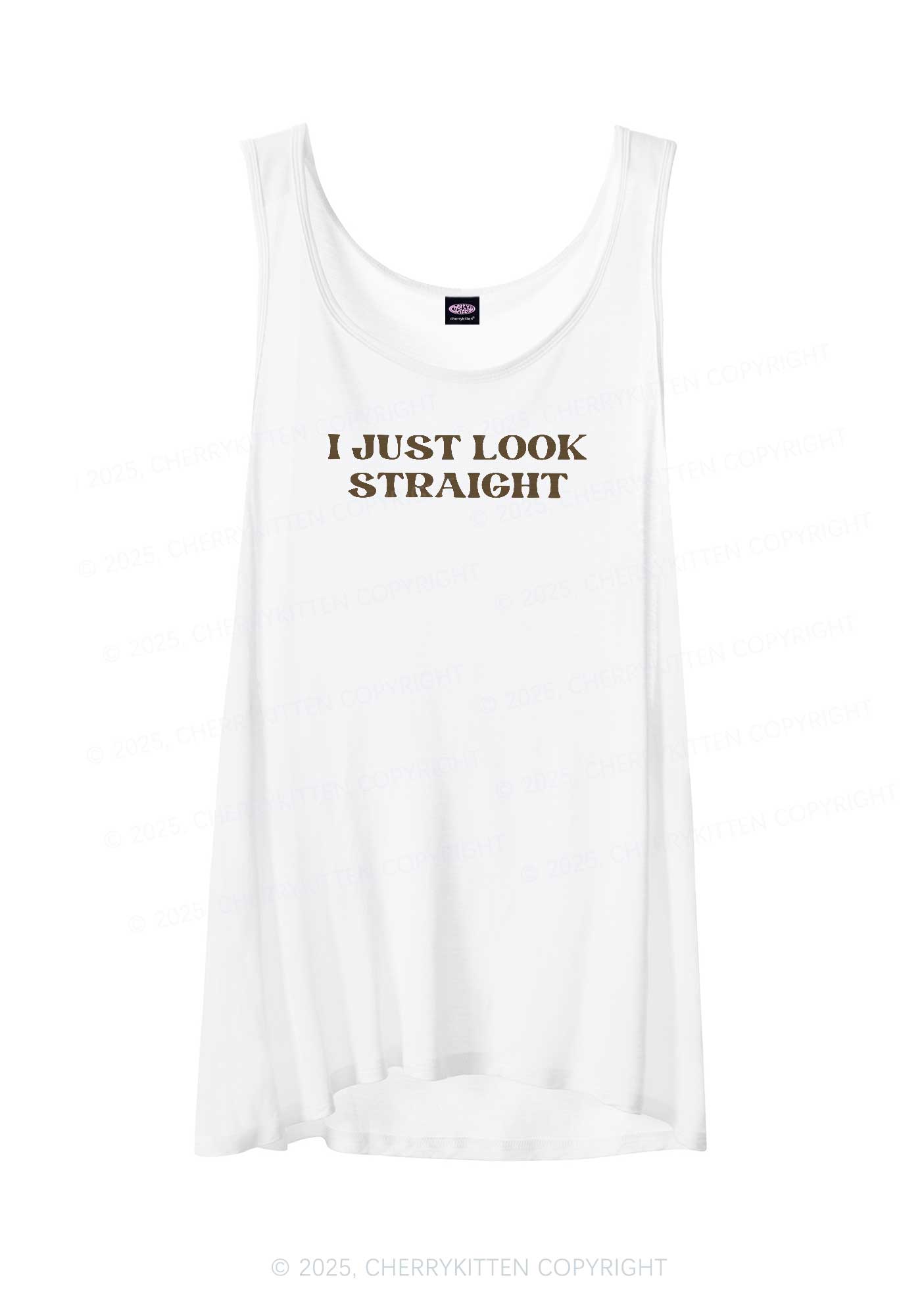 I Just Look Straight Pride Y2K Sheer Boyfriend Tank Cherrykitten