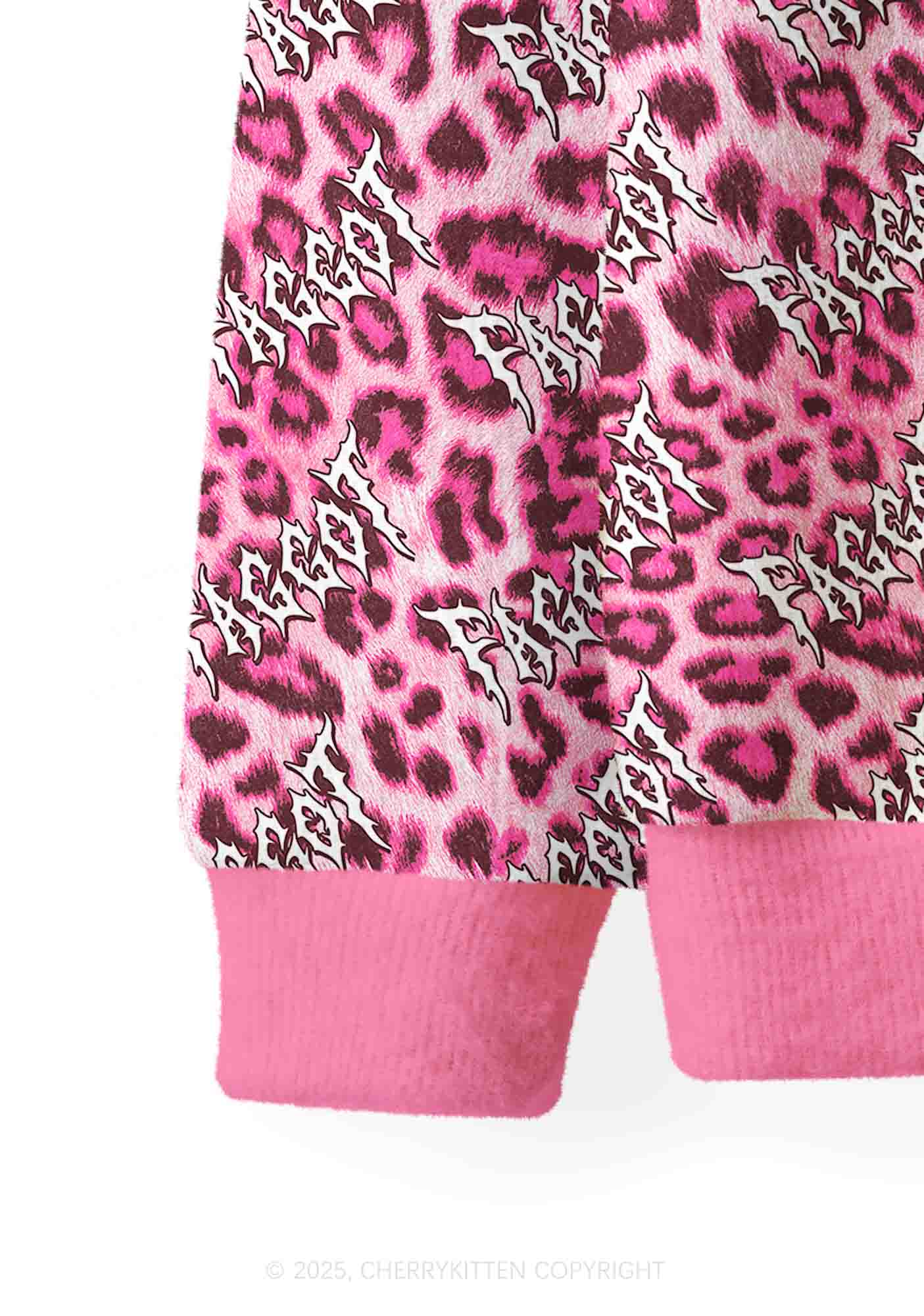 Pink Leopard Faggot Pride Y2K Christmas Cardigan Knit Sweatshirt Cherrykitten