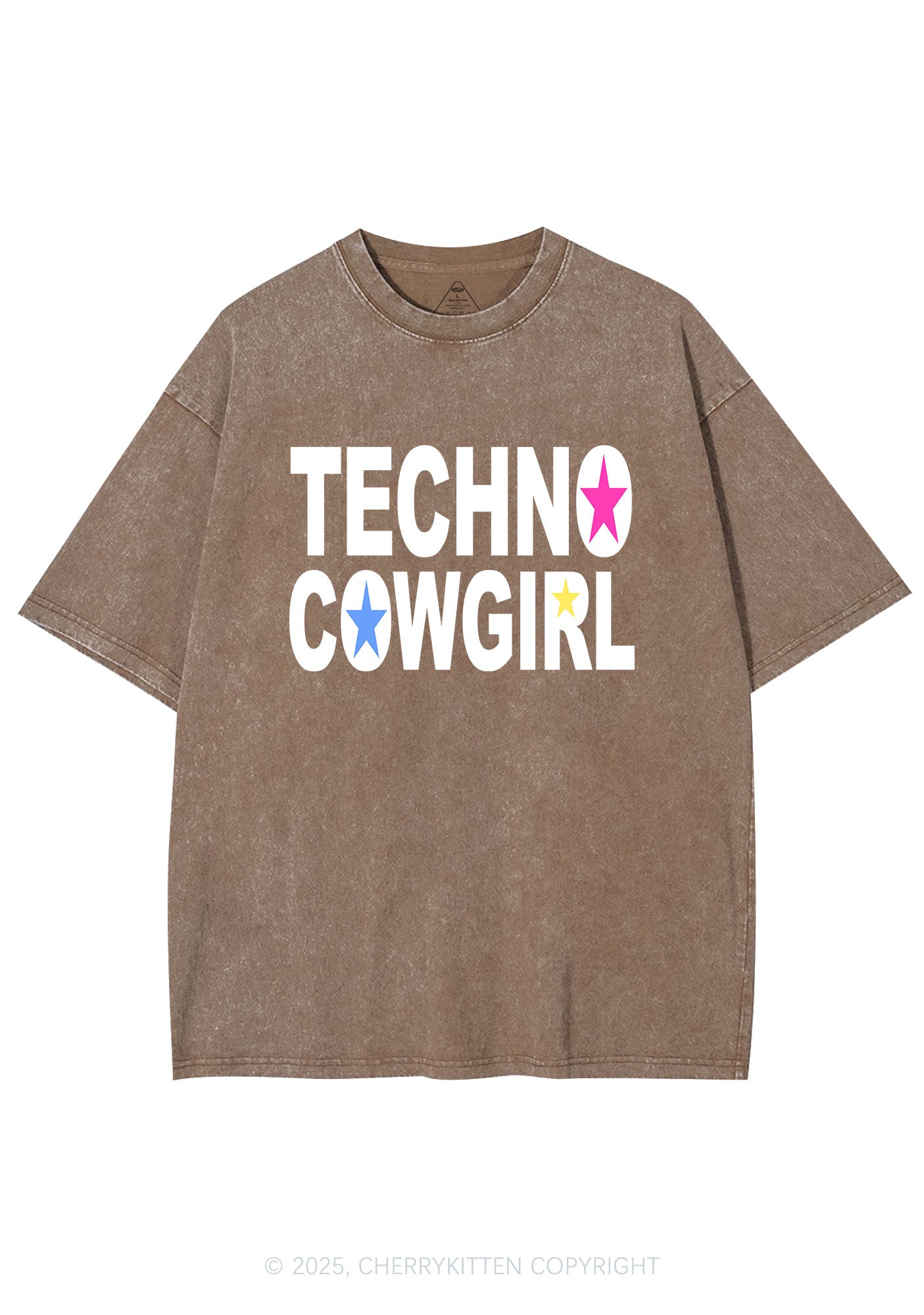 Techno Cowgirl Y2K Shirts Washed Tee Cherrykitten