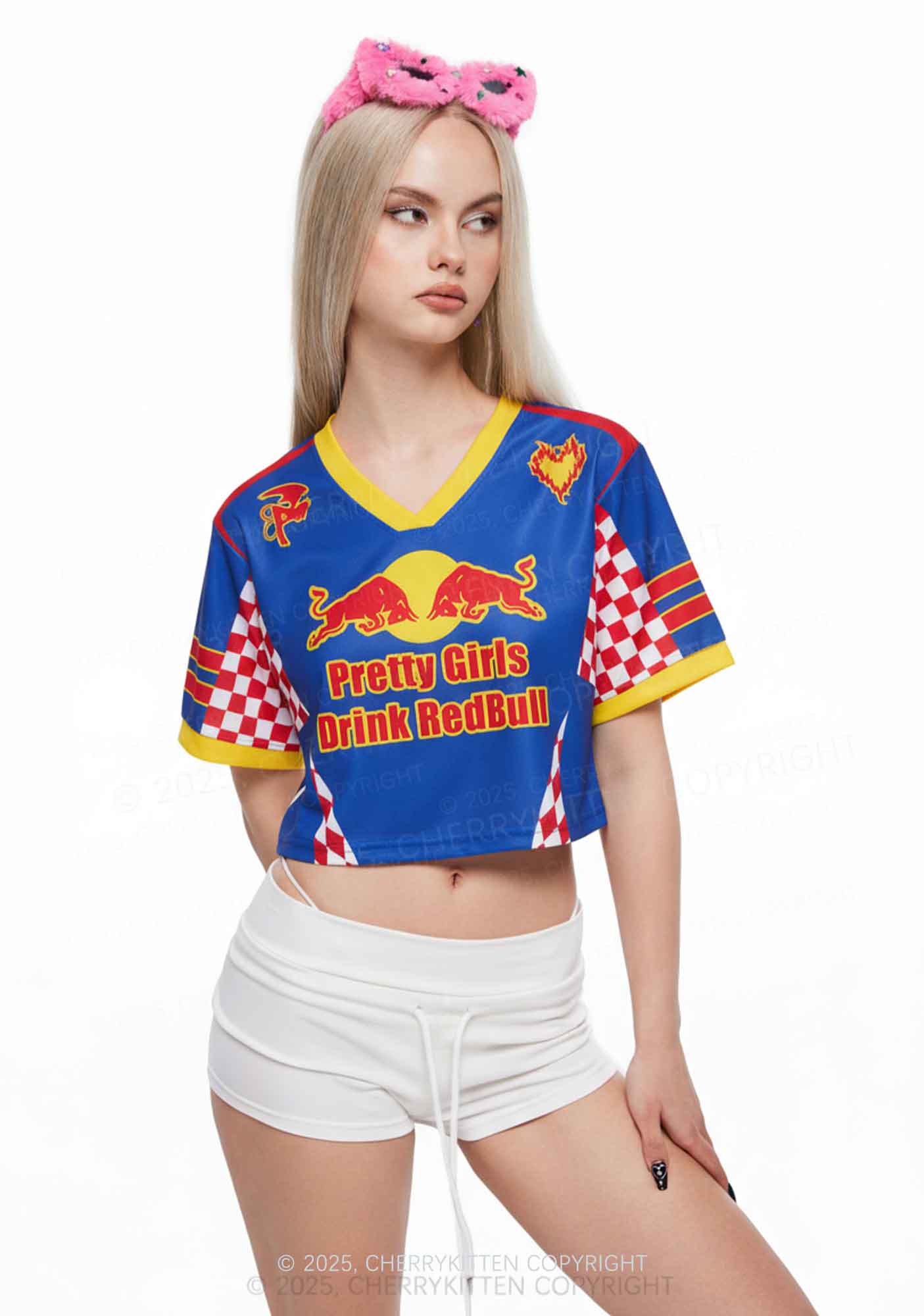 Custom Pretty Girls Drink Redbull Y2K Crop Sport Jersey Shirts Cherrykitten
