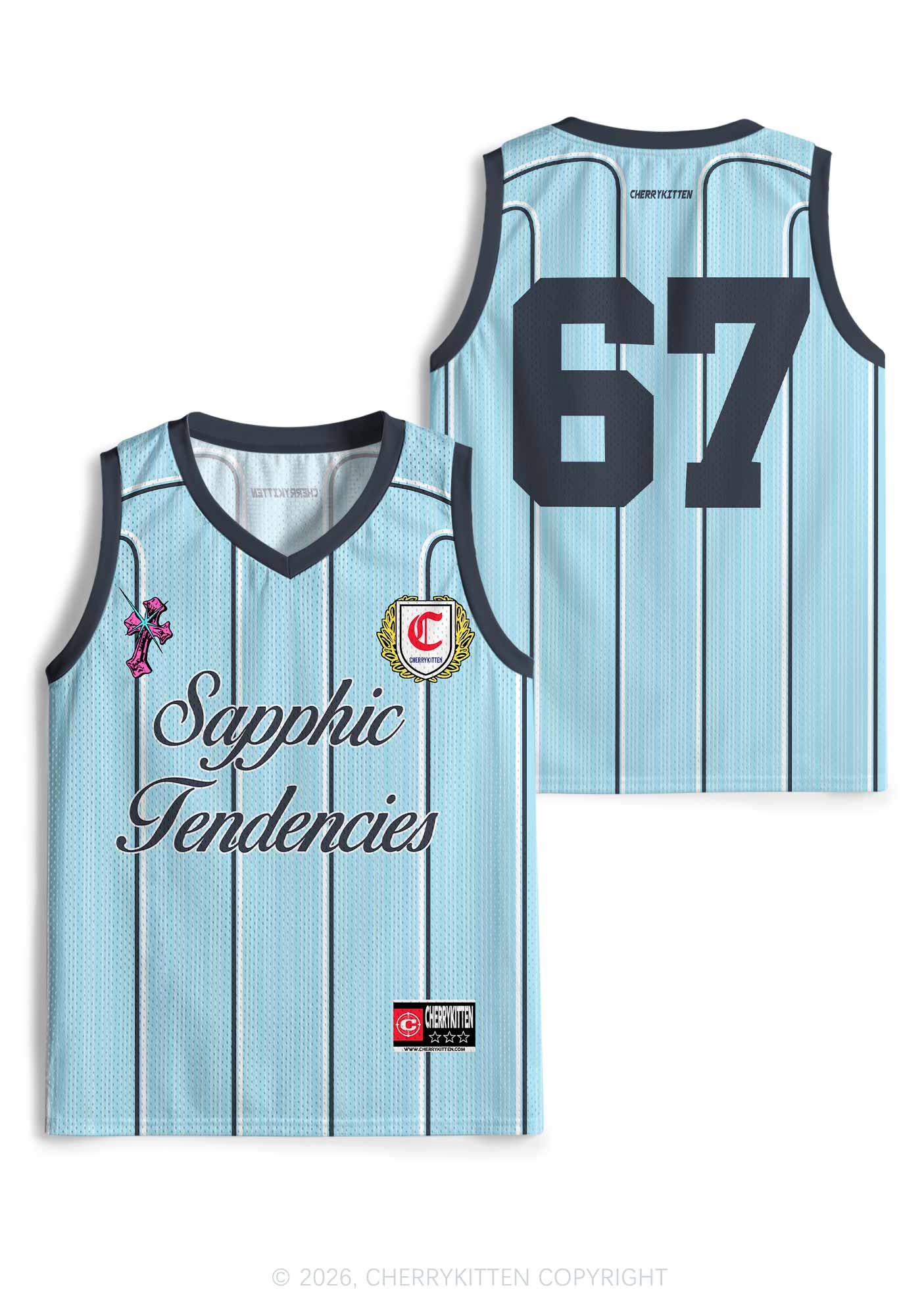 Light Blue Sapphic Tendencies Pride Y2K Sport Jersey Tank Cherrykitten