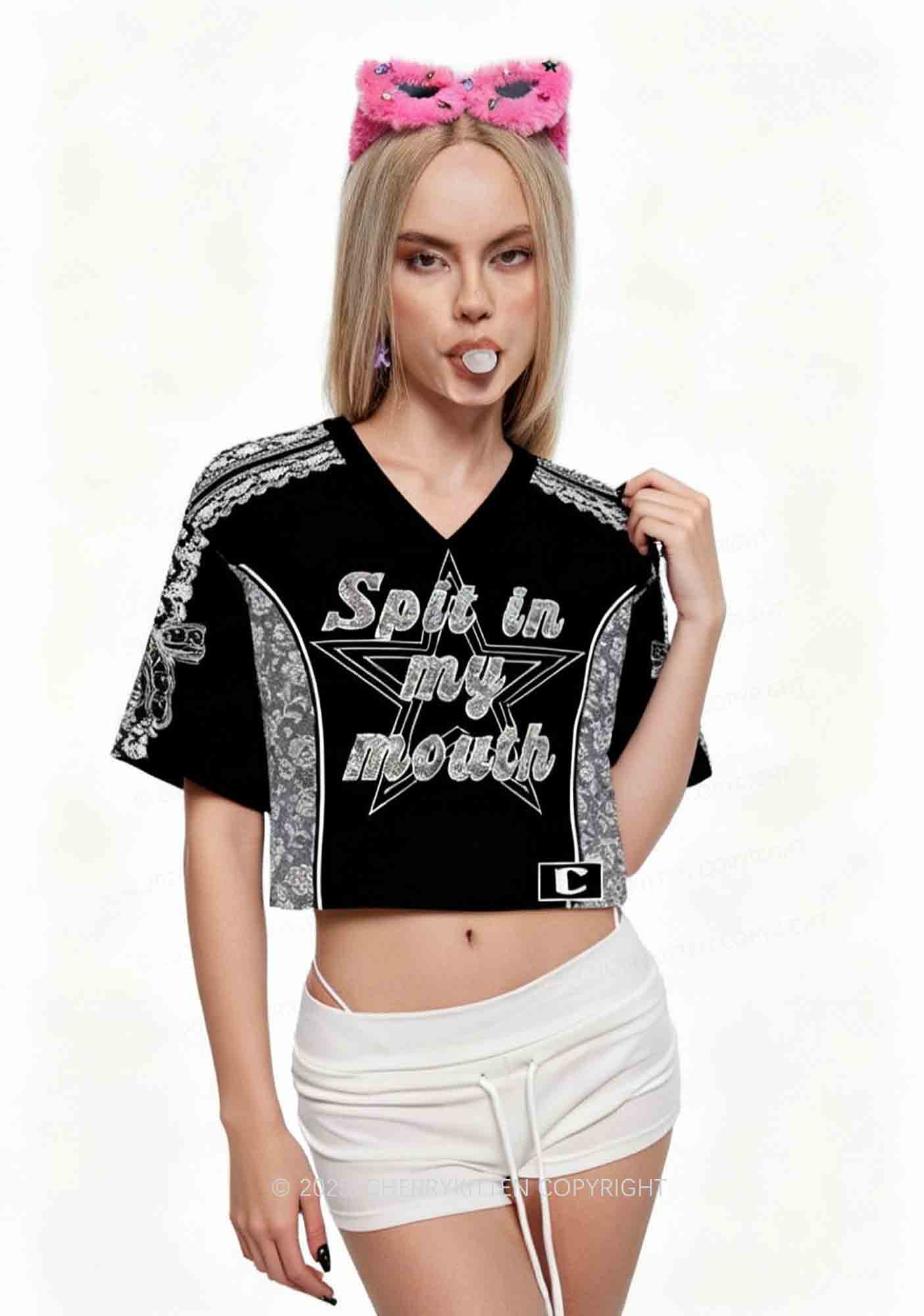 Custom Spit In My Mouth Y2K Crop Sport Jersey Shirts Cherrykitten