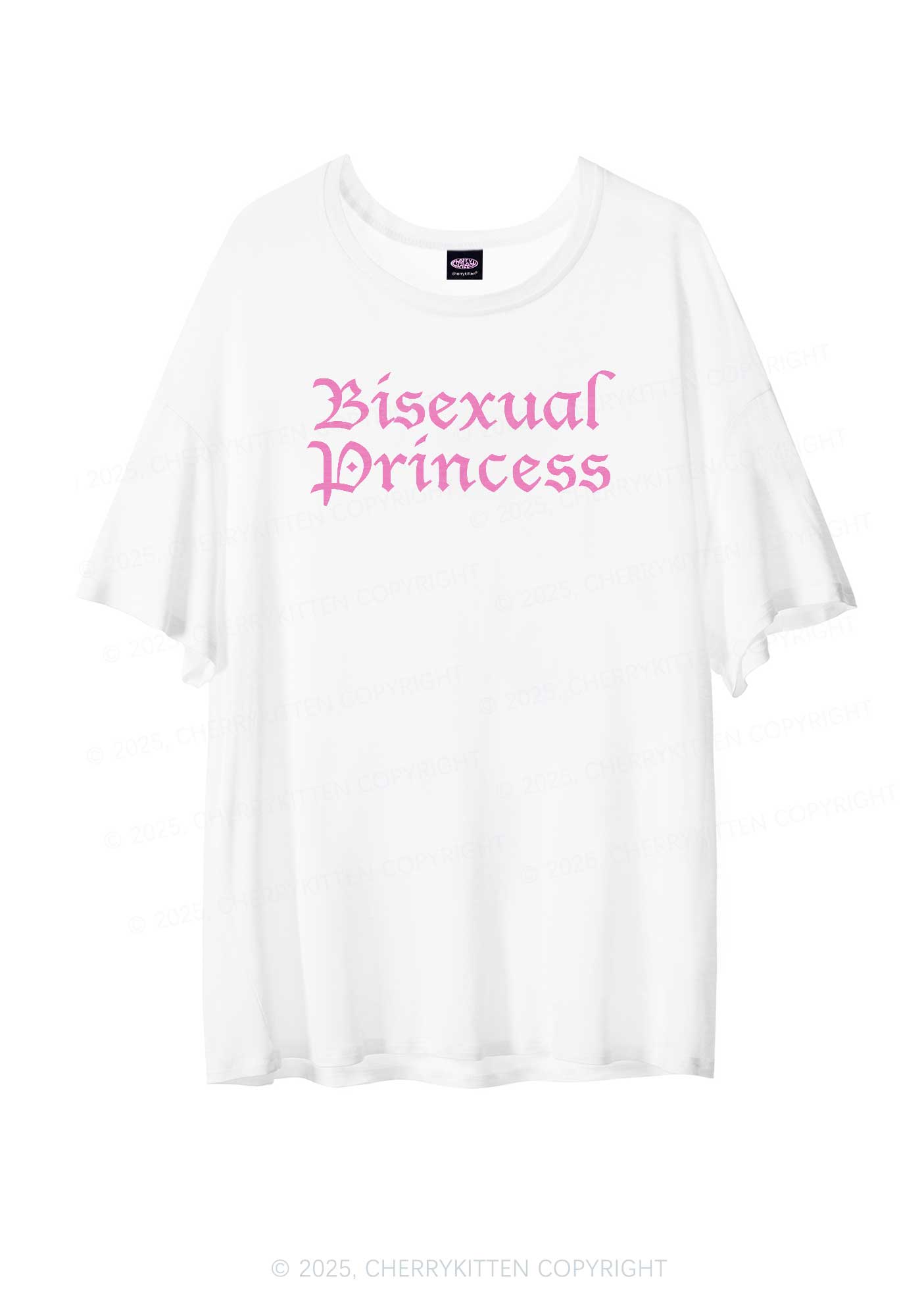 Bisexual Princess Pride Y2K Sheer Boyfriend Tee Cherrykitten
