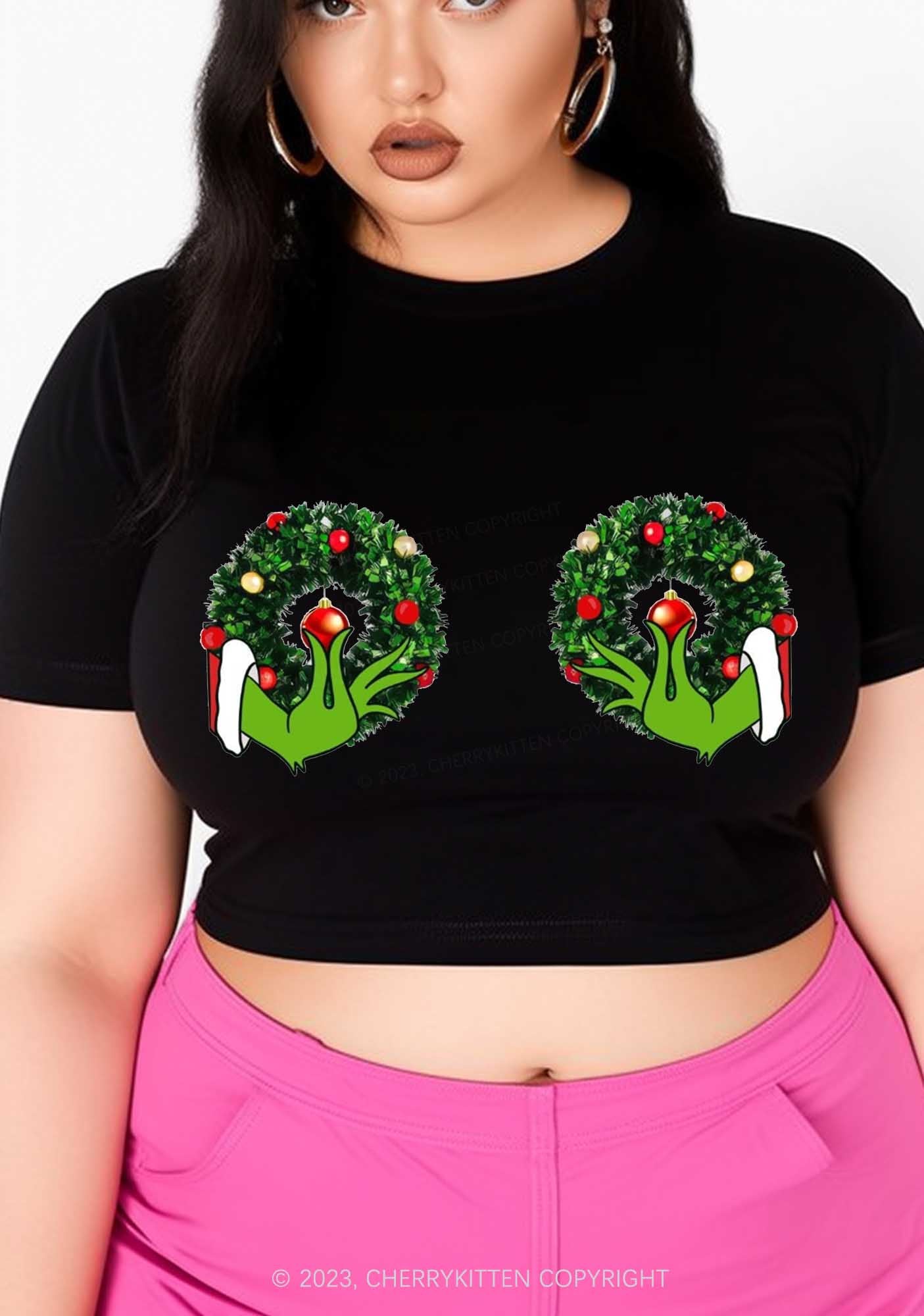 Christmas Wreath Baby Tee Cherrykitten