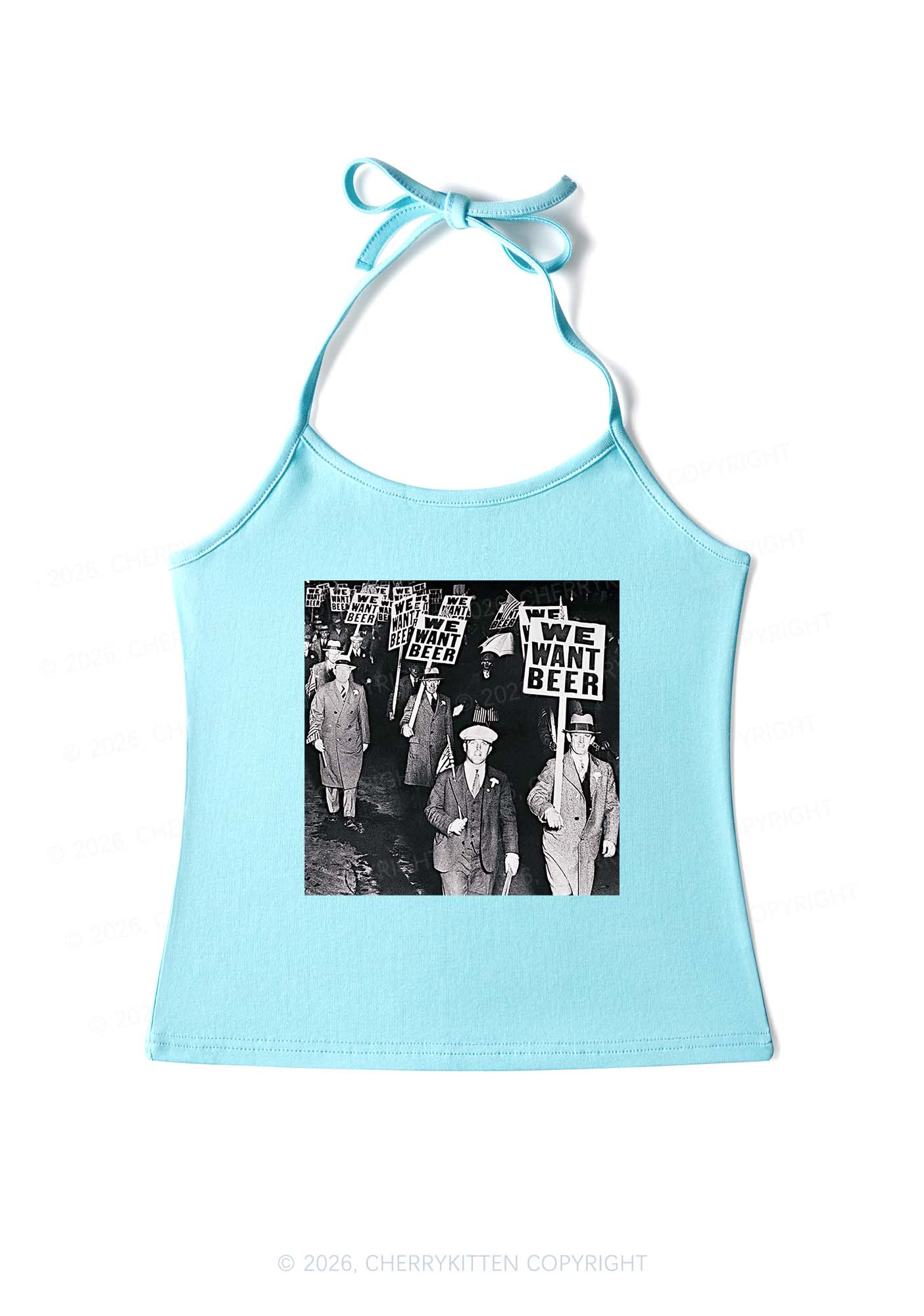 We Want Beer Y2K Halter Neck Cami Cherrykitten