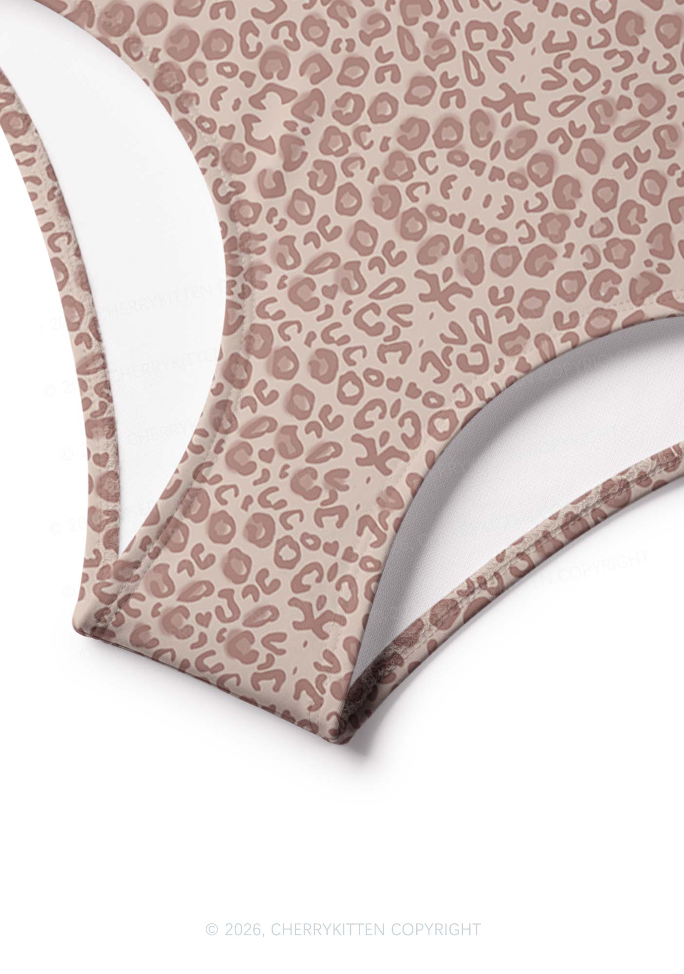 Pink Delusional Leopard Y2K Print Bikini Set Cherrykitten