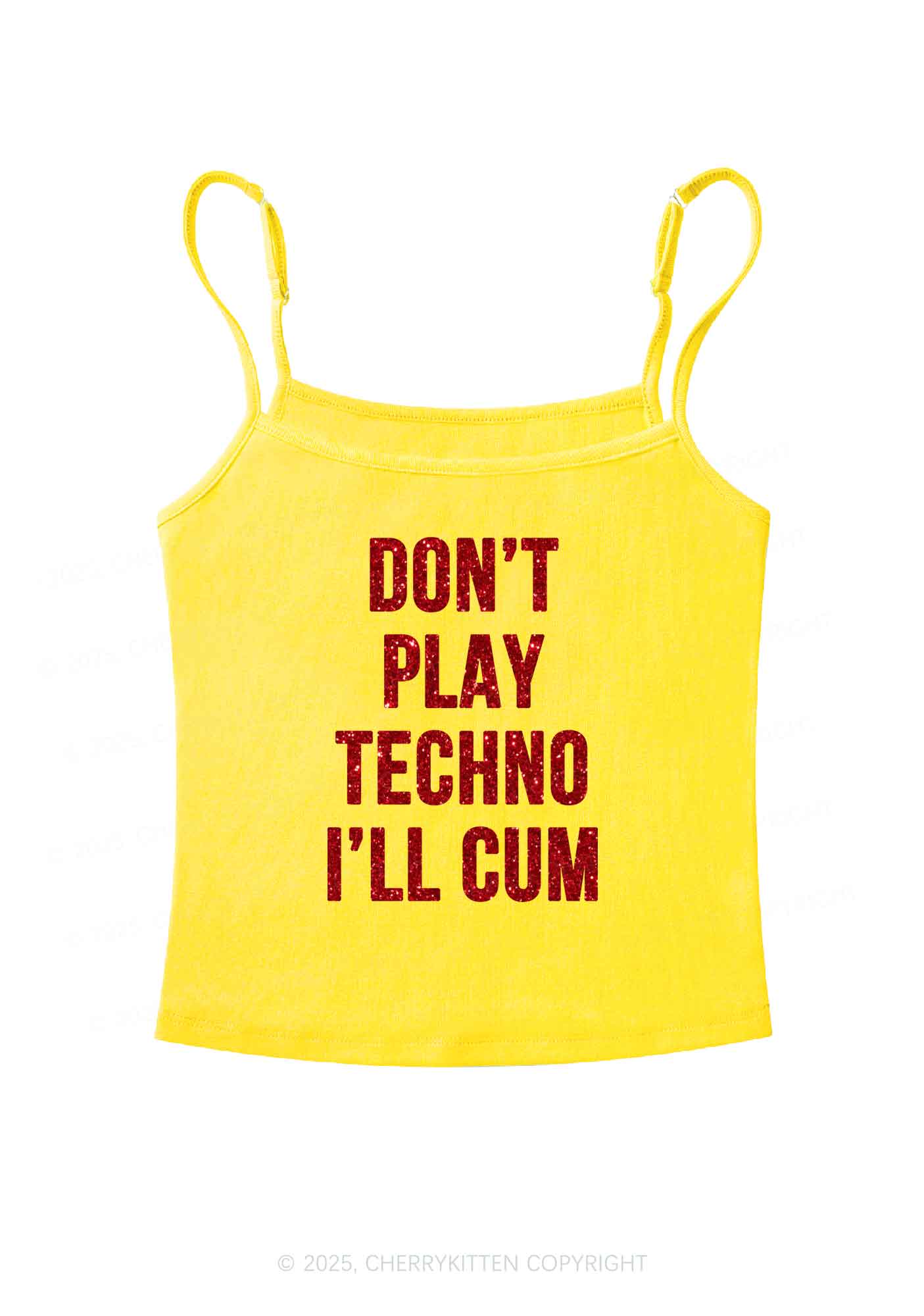 Glitter Dont Play Techno Y2K Spaghetti Strap Cami Cherrykitten