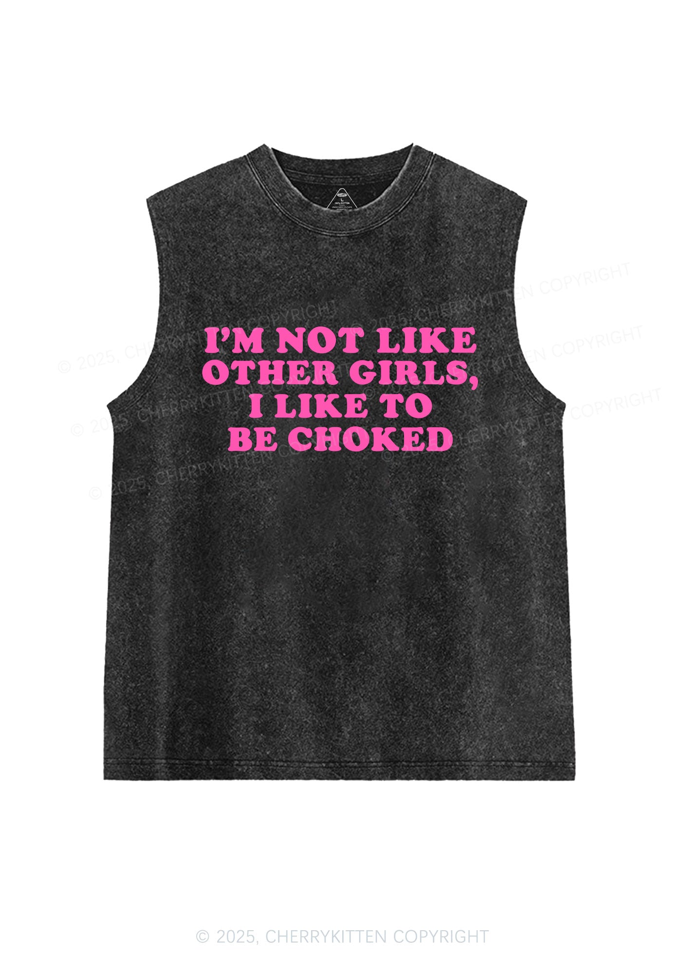 I Like To Be Choked Y2K Washed Muscle Tank Cherrykitten