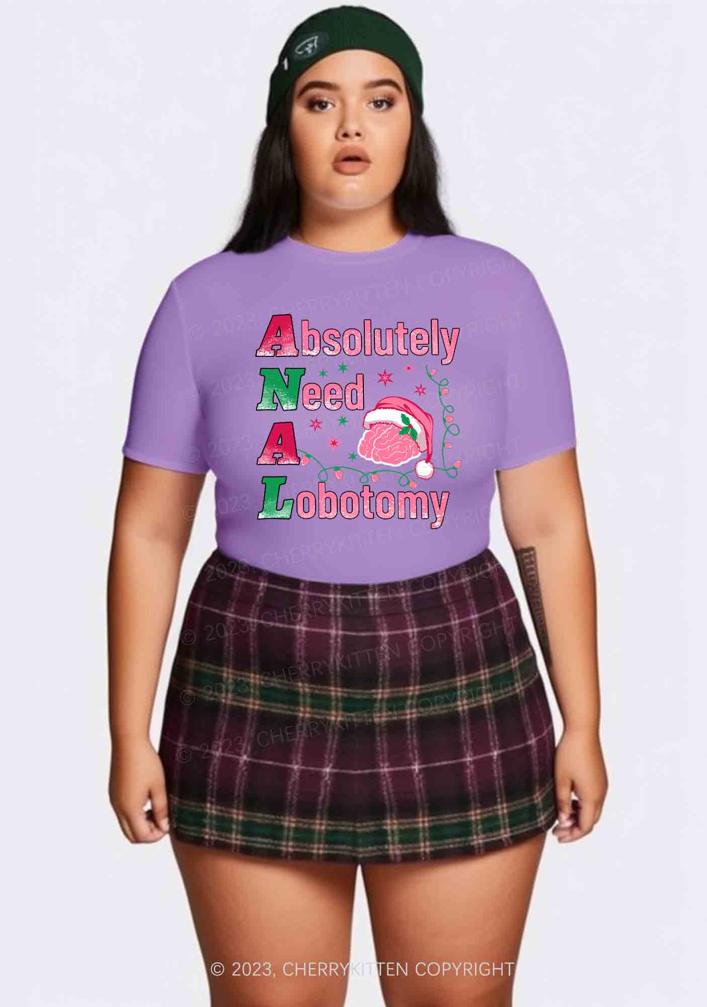 Absolutely Need A Lobotomy Christmas Y2K Baby Tee Cherrykitten