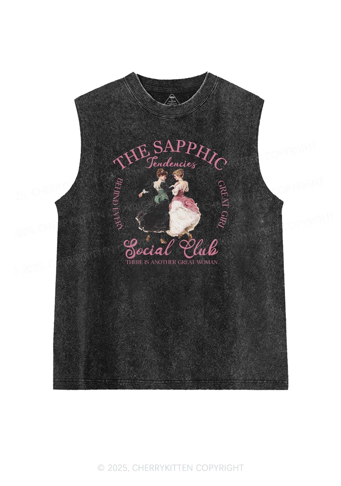The Sapphic Pride Y2K Washed Muscle Tank Cherrykitten