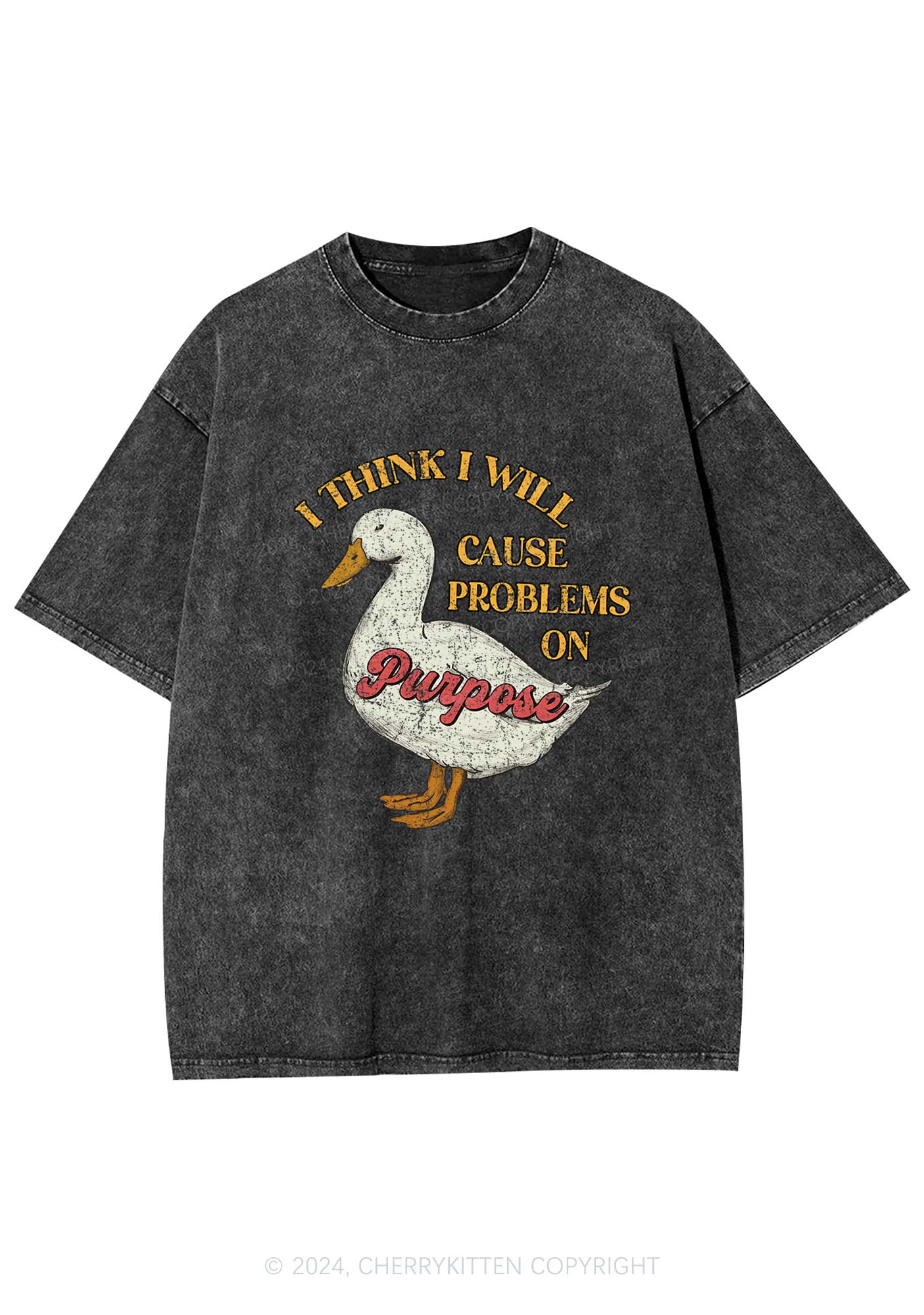 Cause Problems On Purpose Y2K Washed Tee Cherrykitten