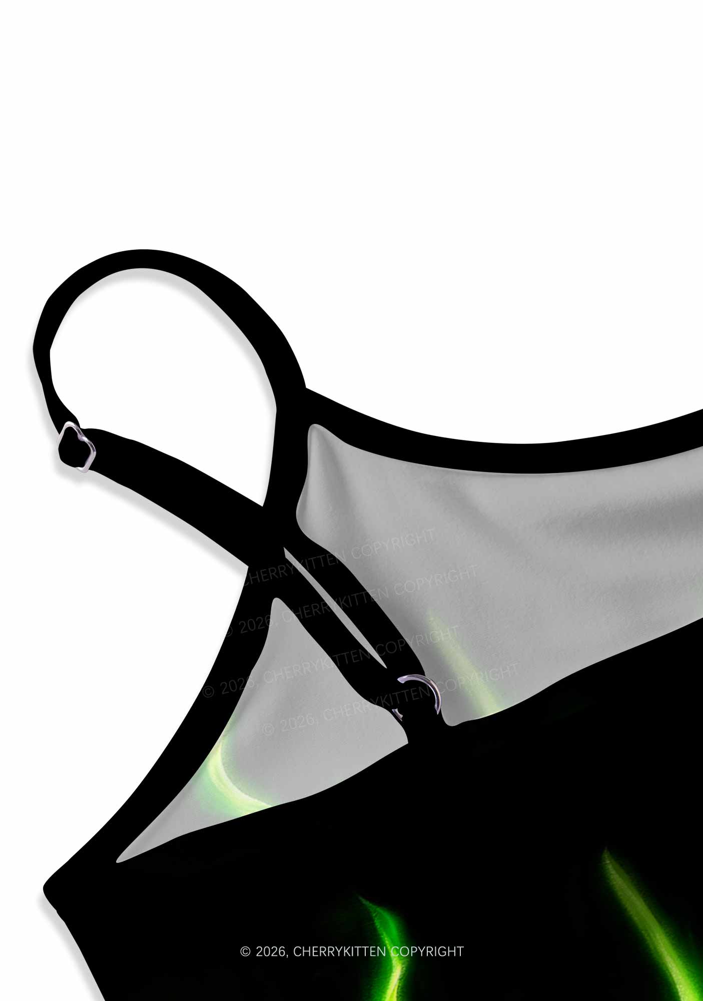 Neon Green Flame Y2K Print Cami Crop Top Cherrykitten