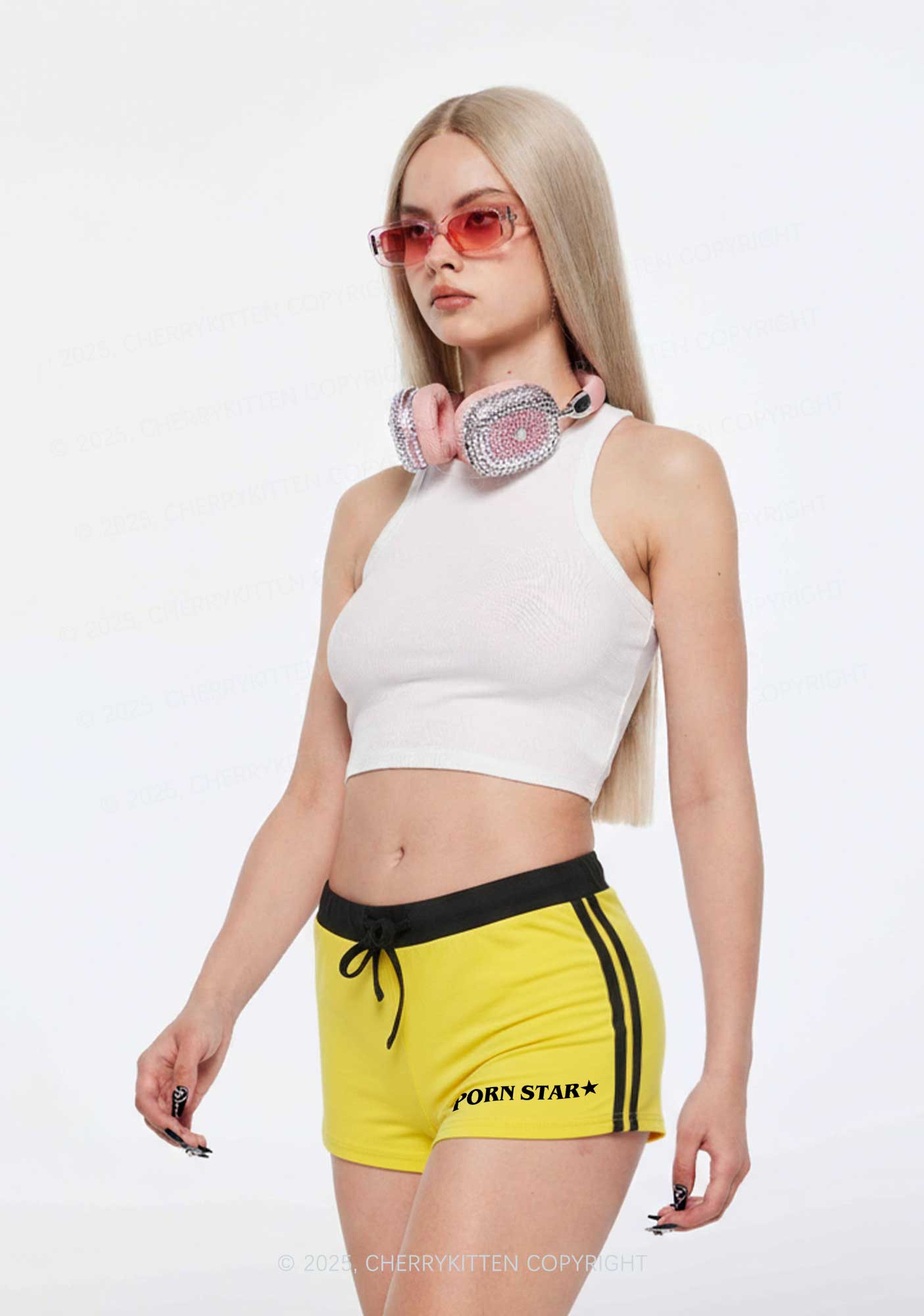 Pxrn Star Y2K Drawstring Mini Shorts Cherrykitten