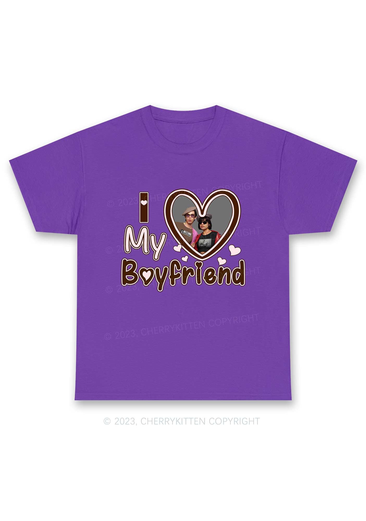 Custom Boyfriend&Girlfriend Brown Heart Chunky Shirt