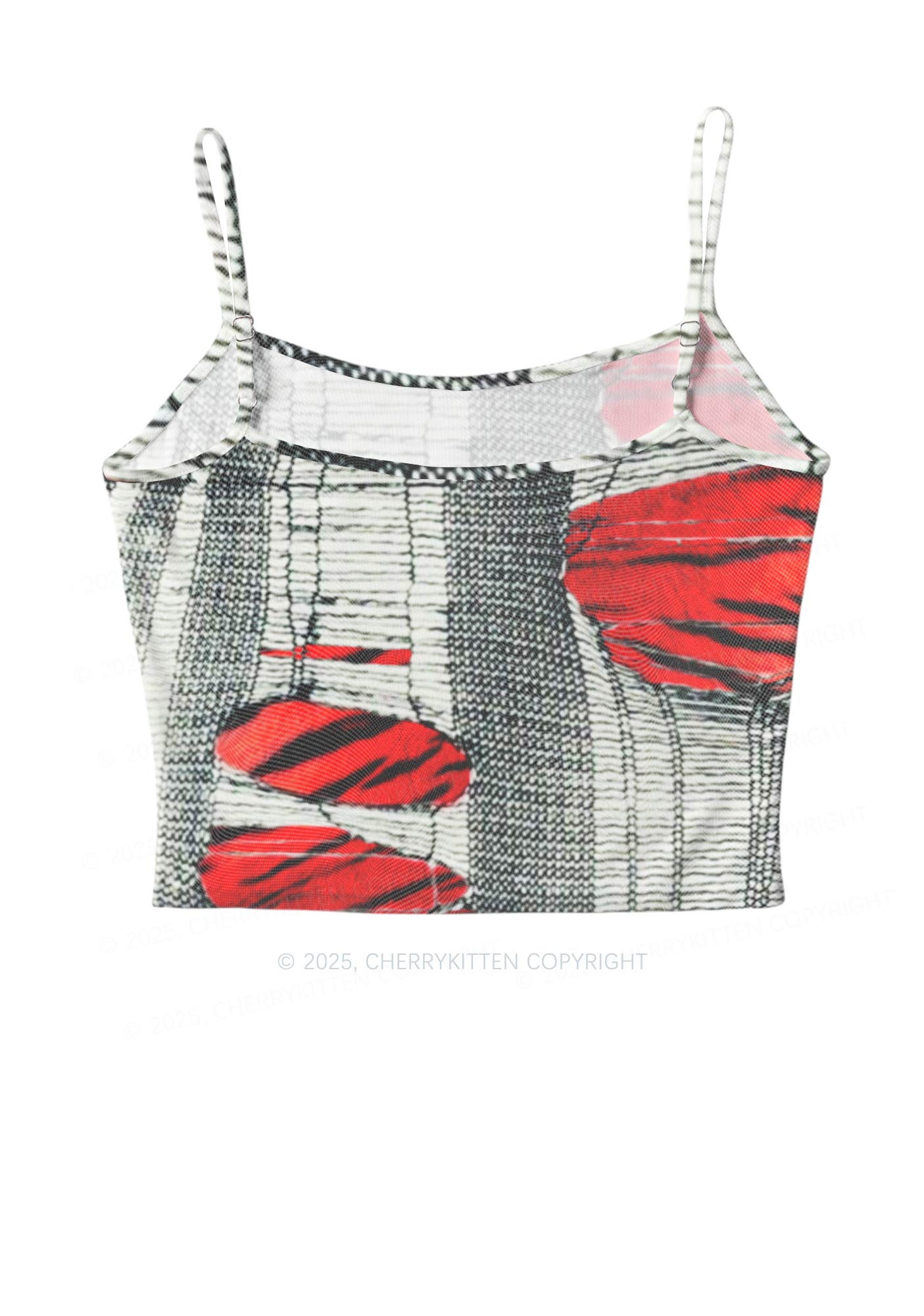 Tiger Striped Red Block Y2K Mesh Cami Tank Cherrykitten
