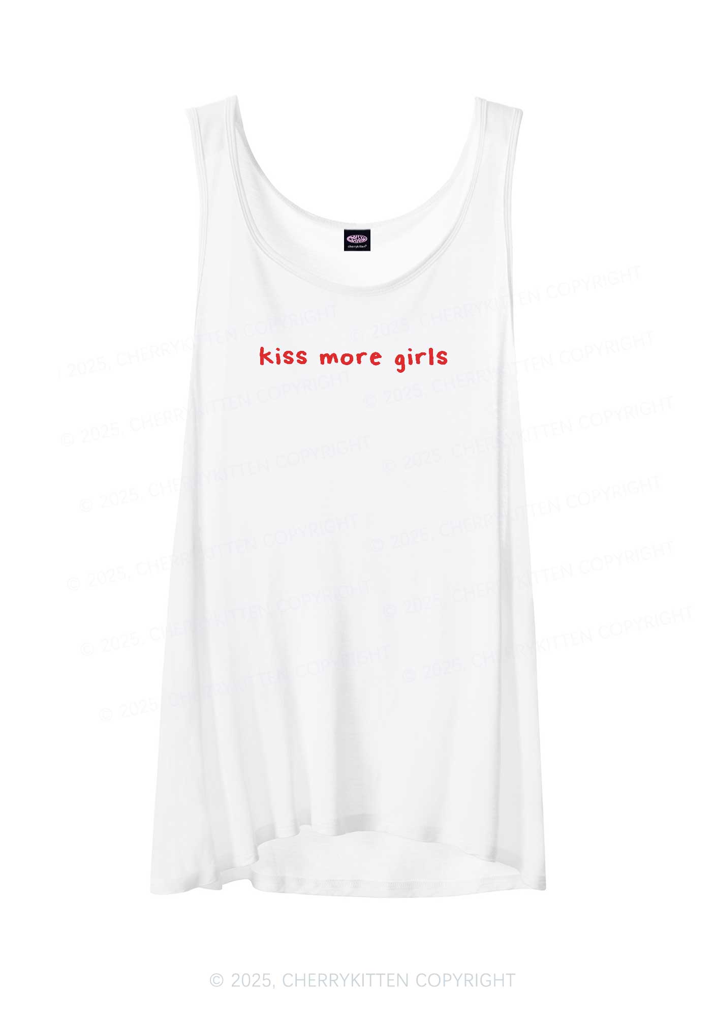 Kiss More Girls Pride Y2K Sheer Boyfriend Tank Cherrykitten