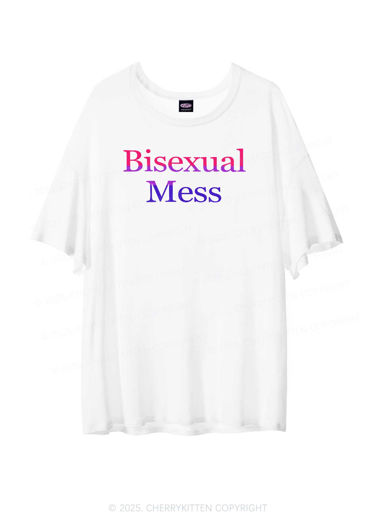 Bisexual Mess Pride Y2K Sheer Boyfriend Tee Cherrykitten