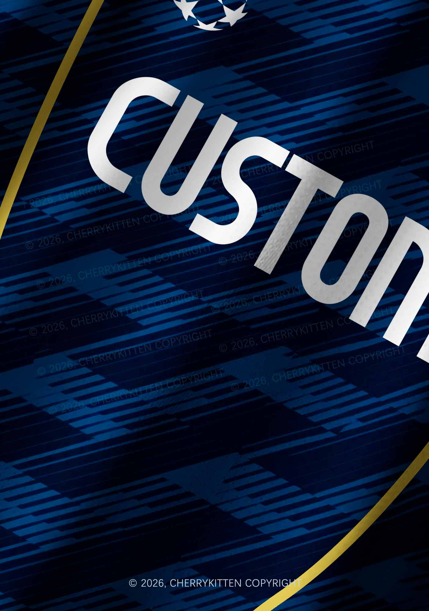 Custom Navy Blue Yellow Stripes Y2K Football Jersey Shirts Cherrykitten