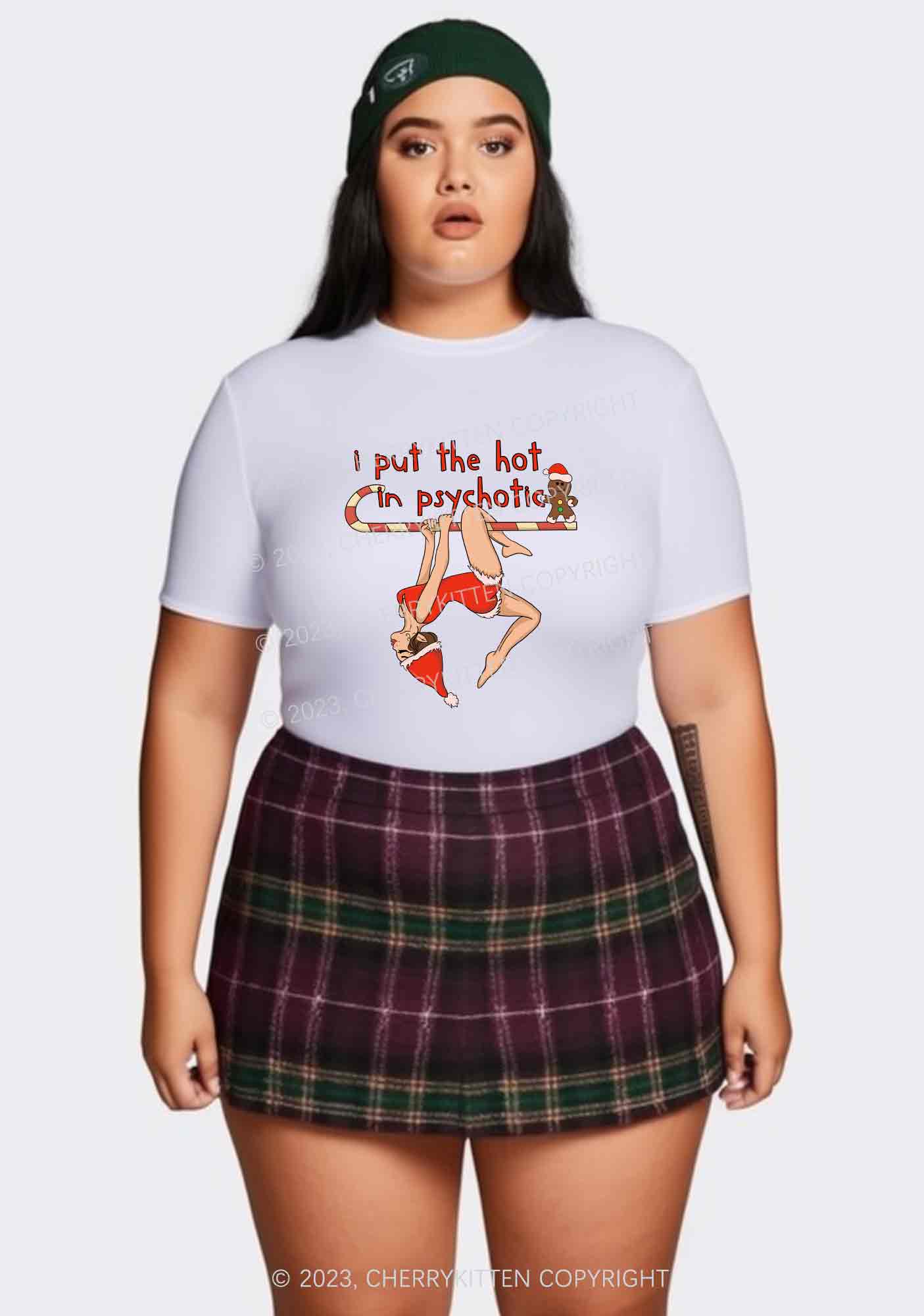 Christmas Yoga Girl Y2K Baby Tee Cherrykitten