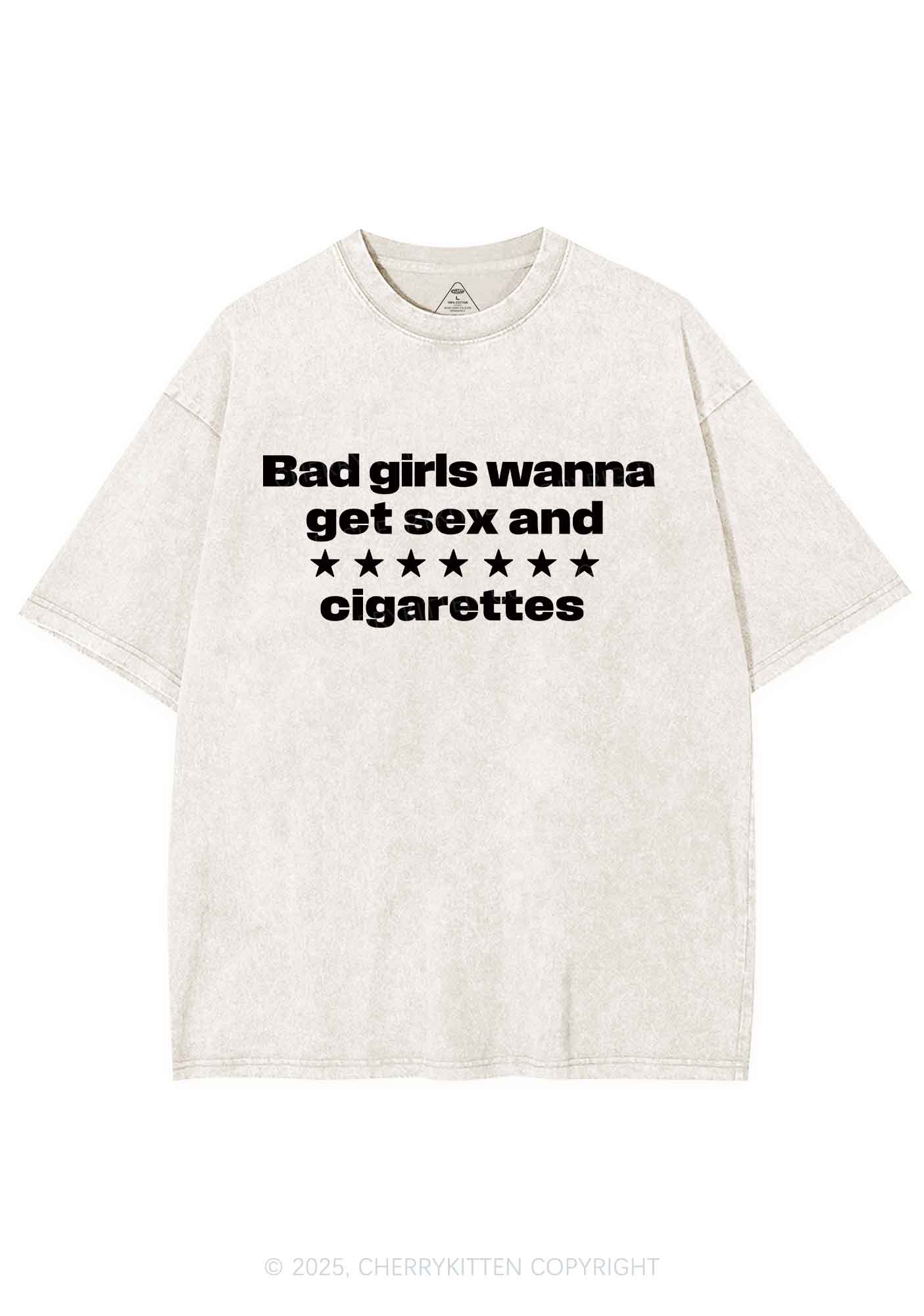 Wanna Sxx Cigarettes Y2K Shirts Washed Tee Cherrykitten