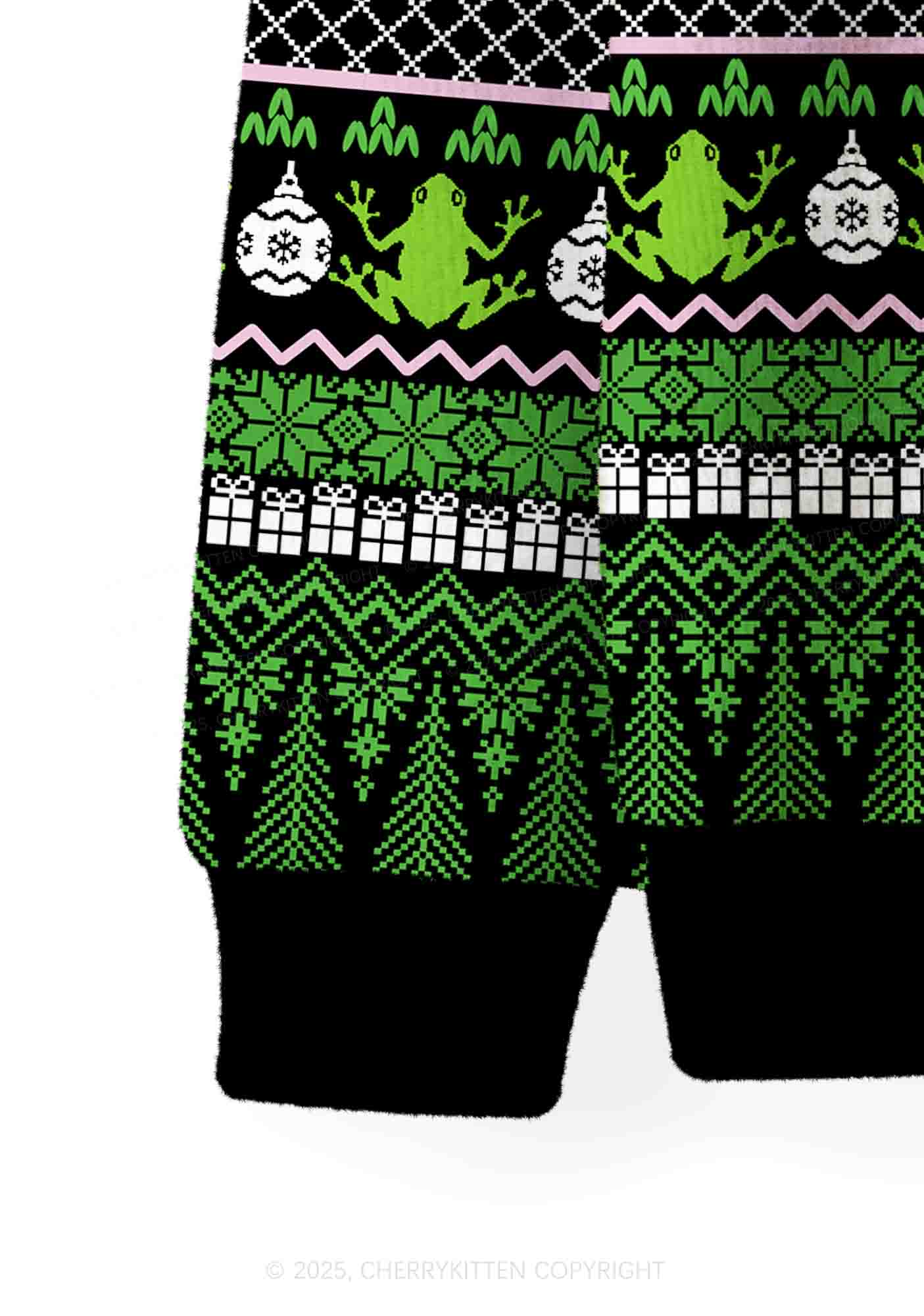 Eat The Rich Frog Y2K Christmas Cardigan Knit Sweatshirt Cherrykitten