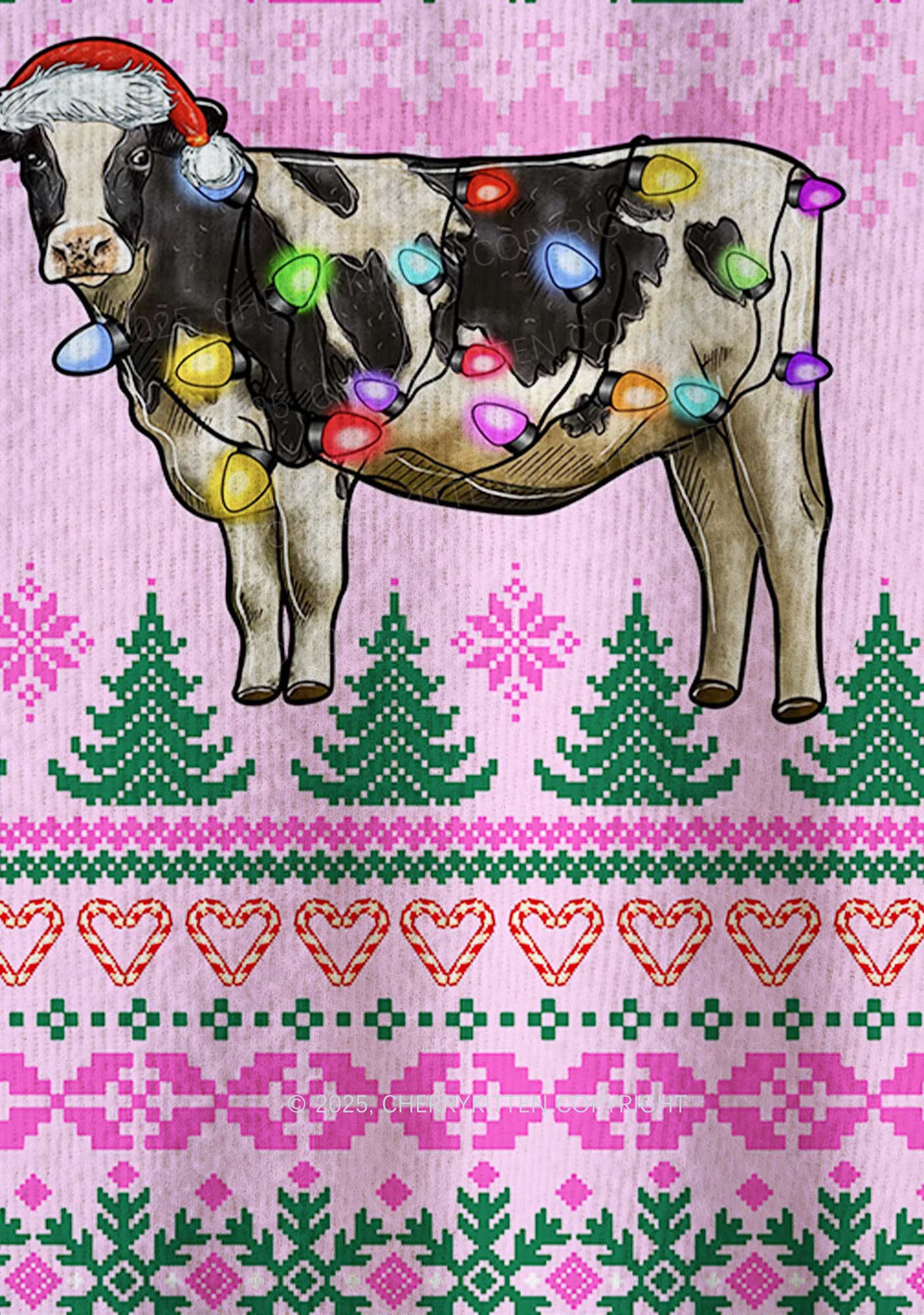 Christmas Cow Y2K Christmas Knit Sweatshirt Cherrykitten