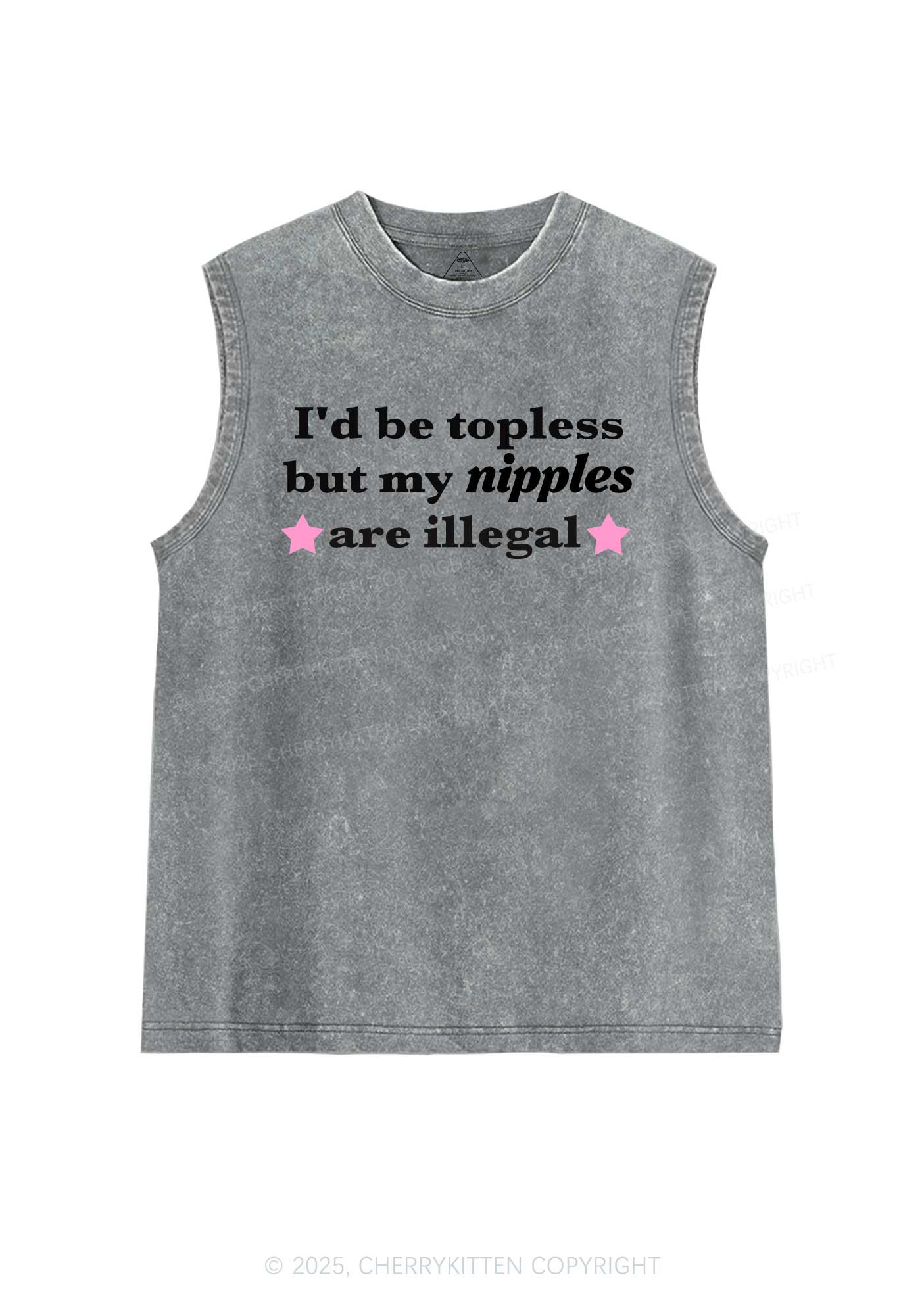 Nixxles Are Illegal Y2K Washed Muscle Tank Cherrykitten