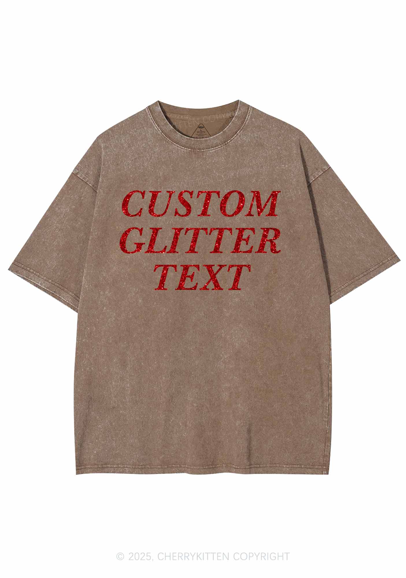 Custom Text Glitter Y2K Shirts Washed Tee Cherrykitten