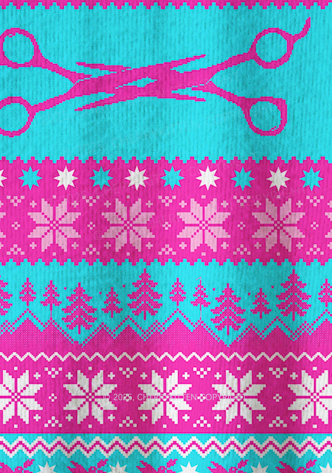 Blue Scissor Pride Y2K Christmas Knit Sweatshirt Cherrykitten