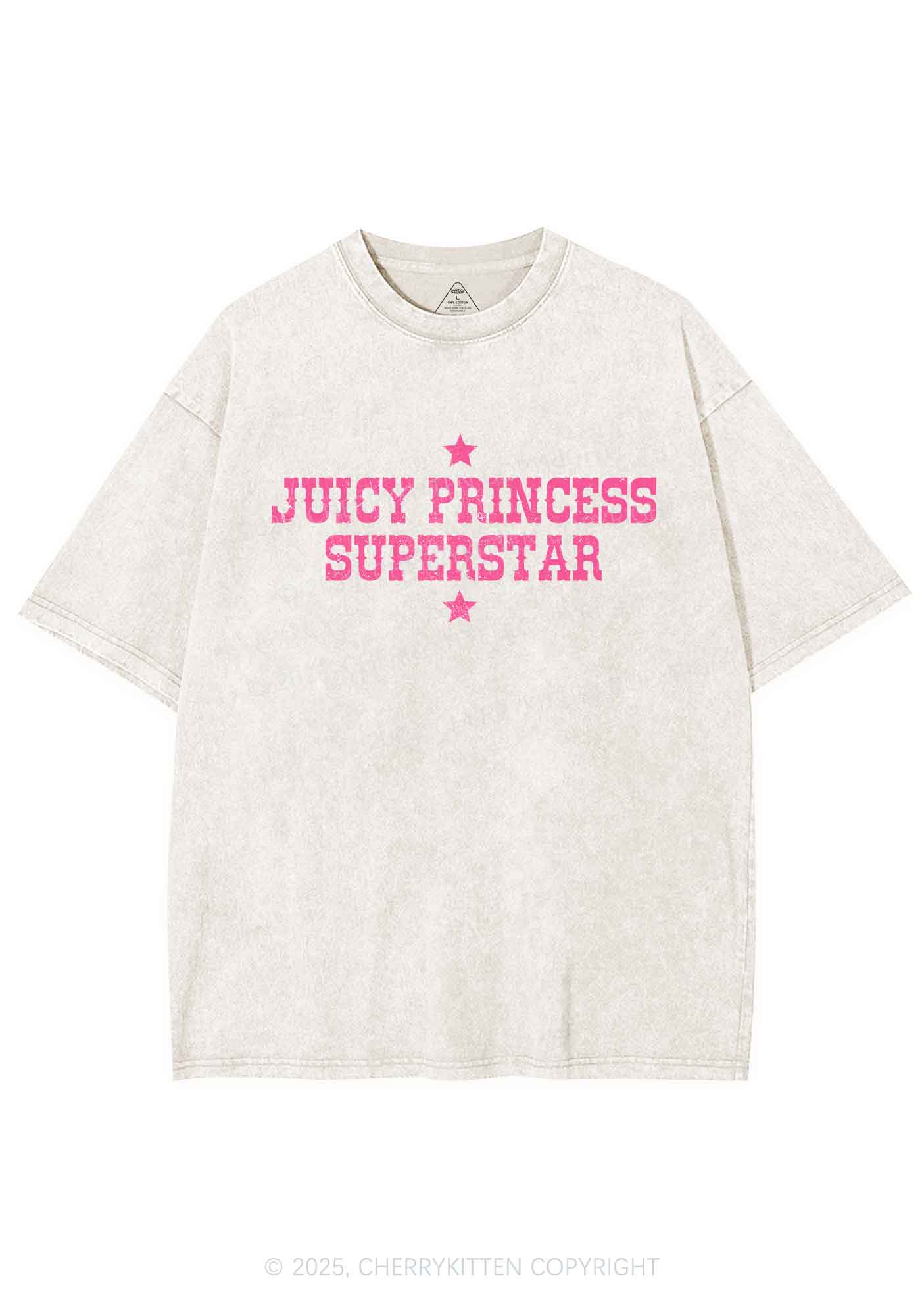 Juicy Princess Superstar Y2K Shirts Washed Tee Cherrykitten