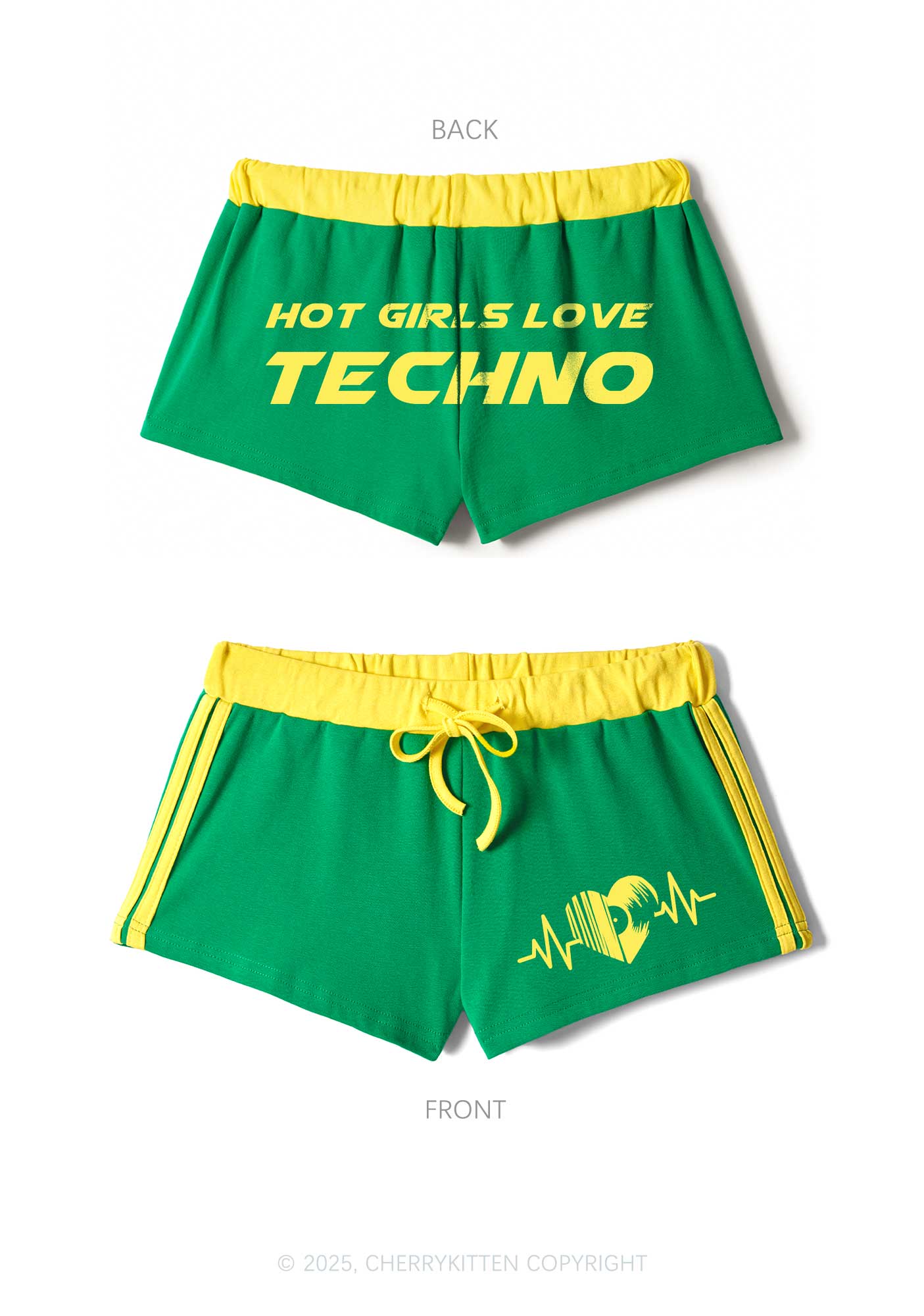 Hot Girls Love Techno Y2K Drawstring Mini Shorts Cherrykitten