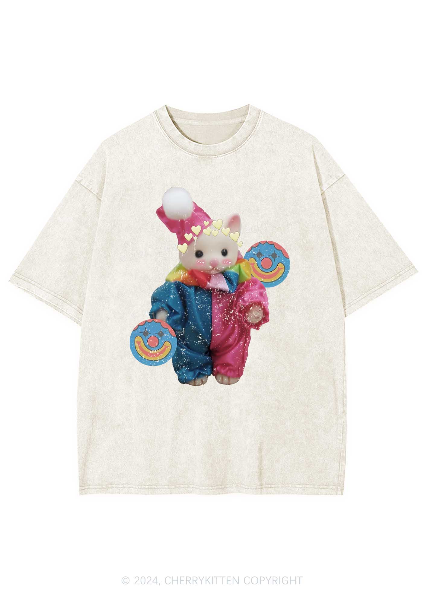 Chat Clown Y2K Washed Tee Cherrykitten