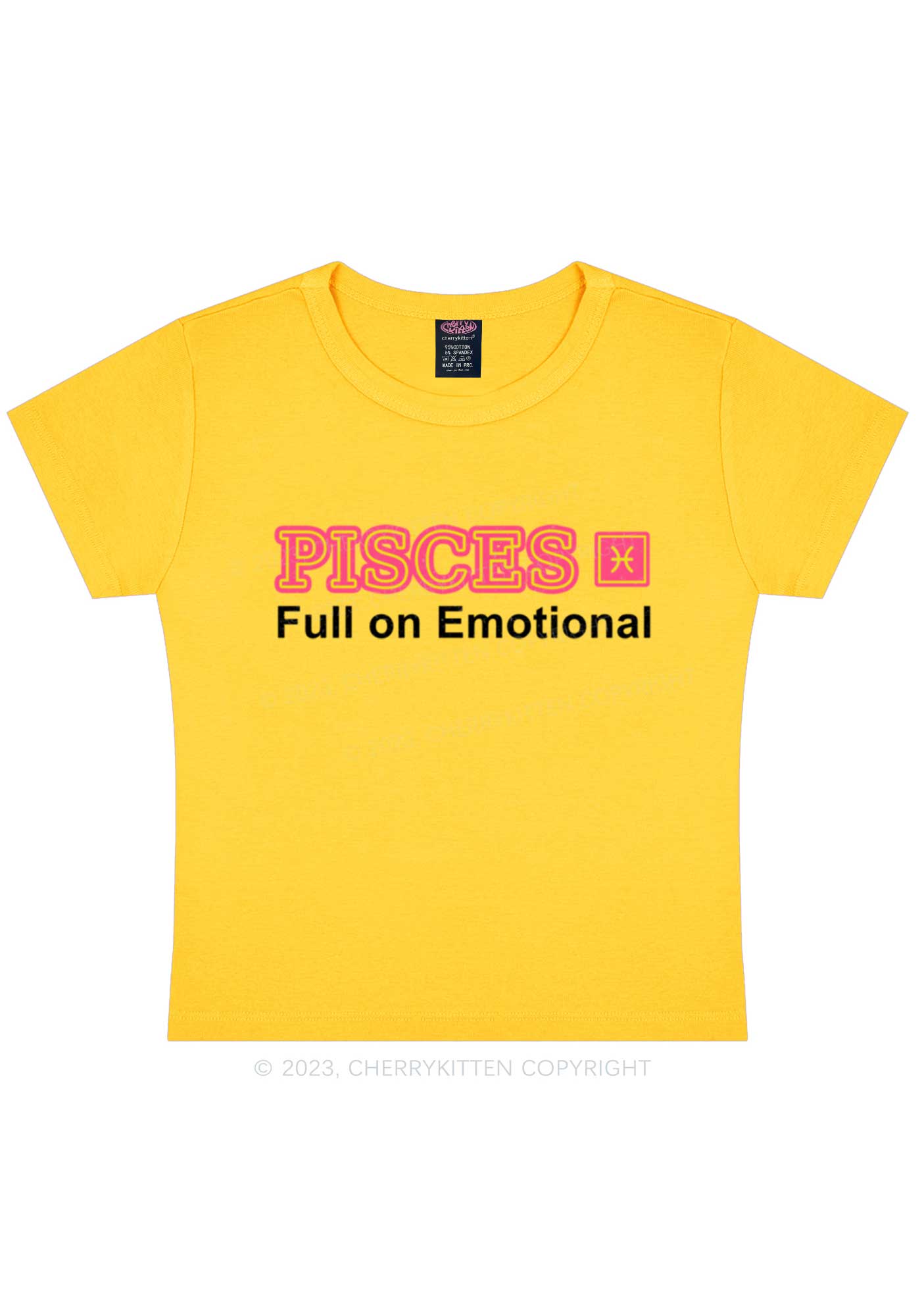 Pisces Full On Emotional Y2K Baby Tee Cherrykitten