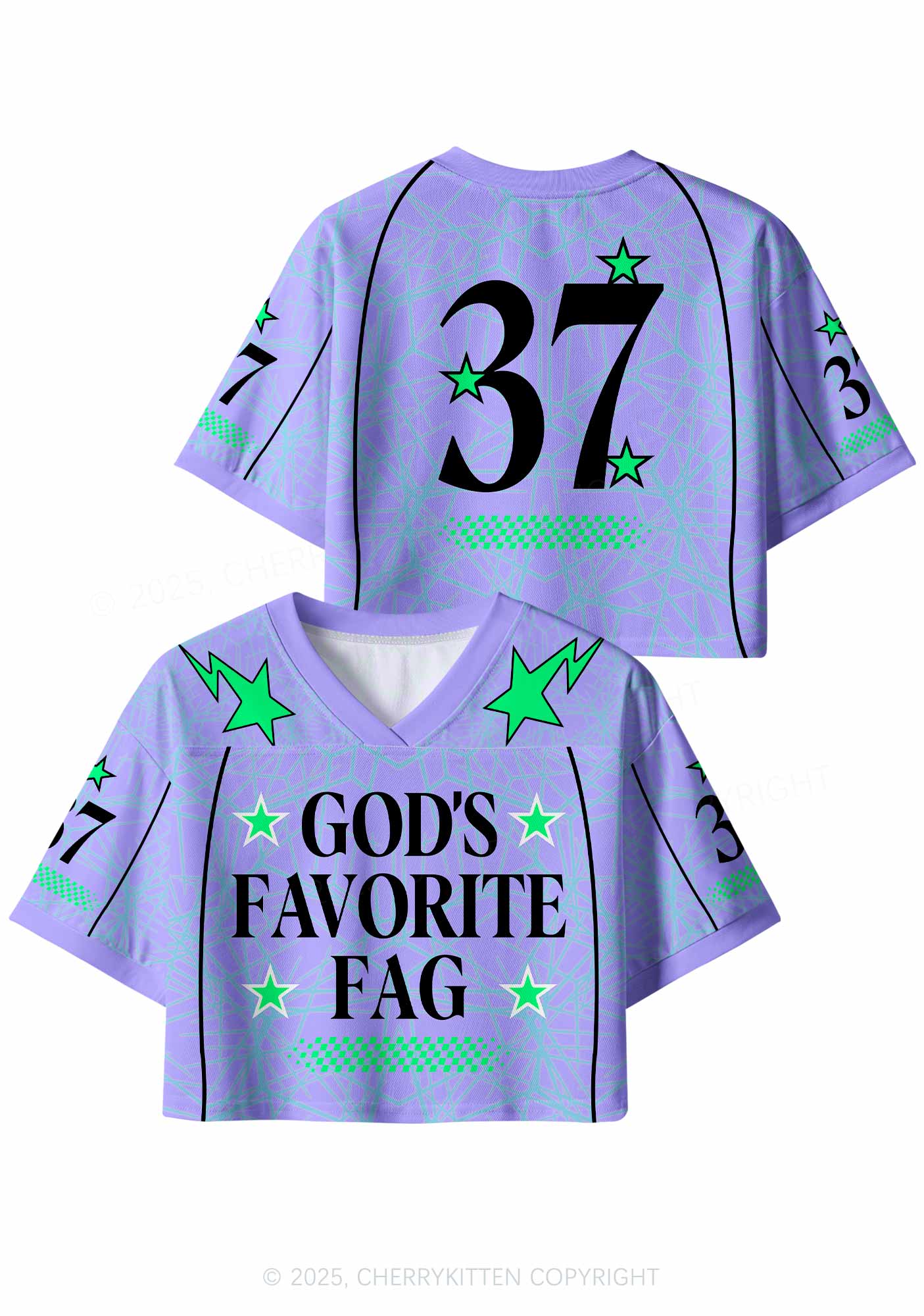 Custom Purple Gods Favorite Fag Pride Y2K Crop Sport Jersey Shirts Cherrykitten