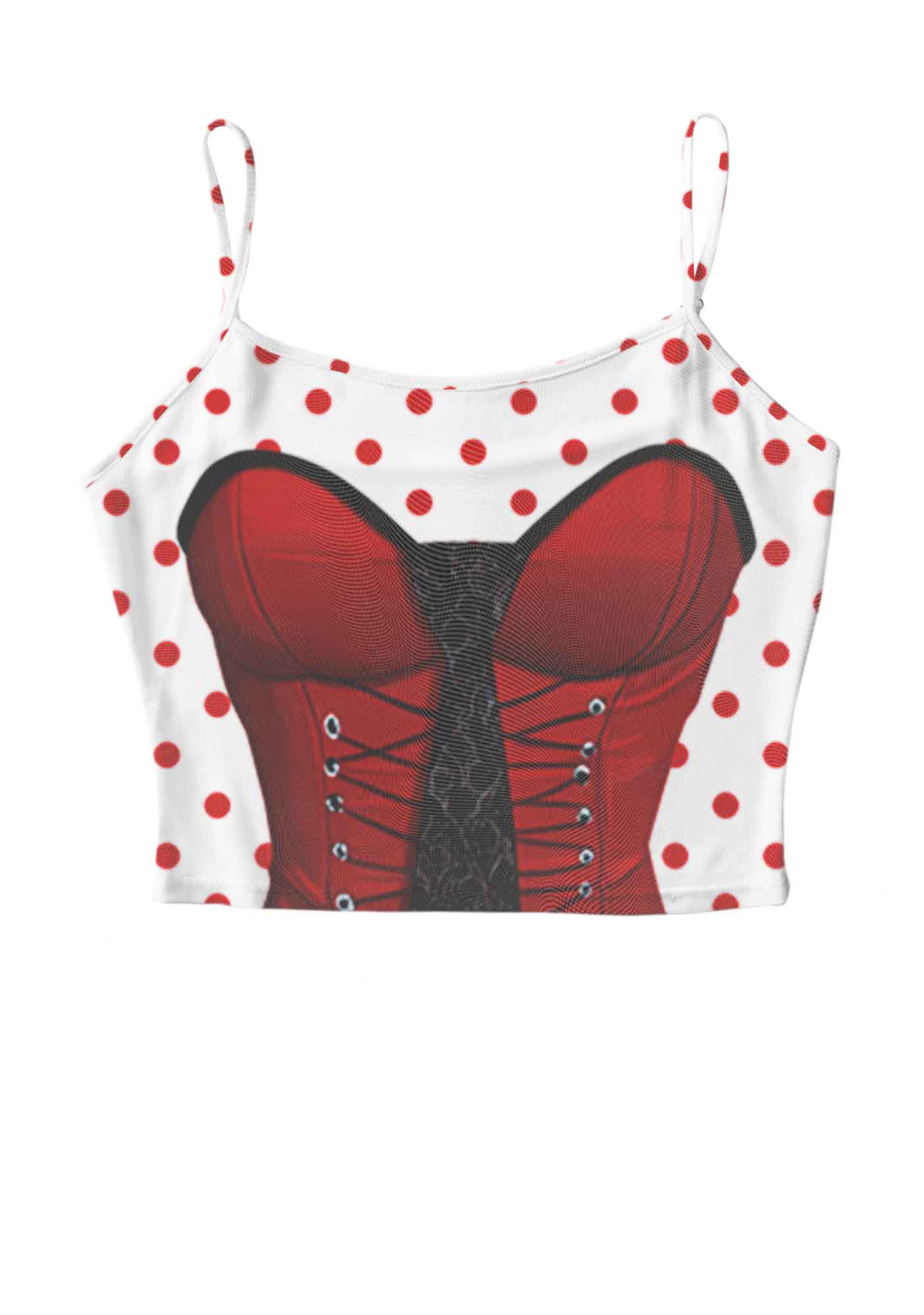 Dots Red Corset Y2K Mesh Cami Tank Cherrykitten