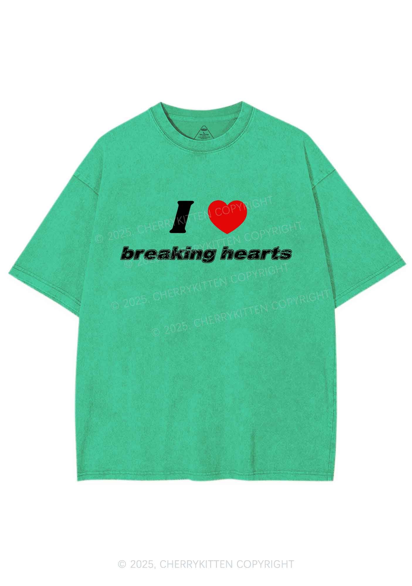 I Love Breaking Hearts Y2K Shirts Washed Tee Cherrykitten