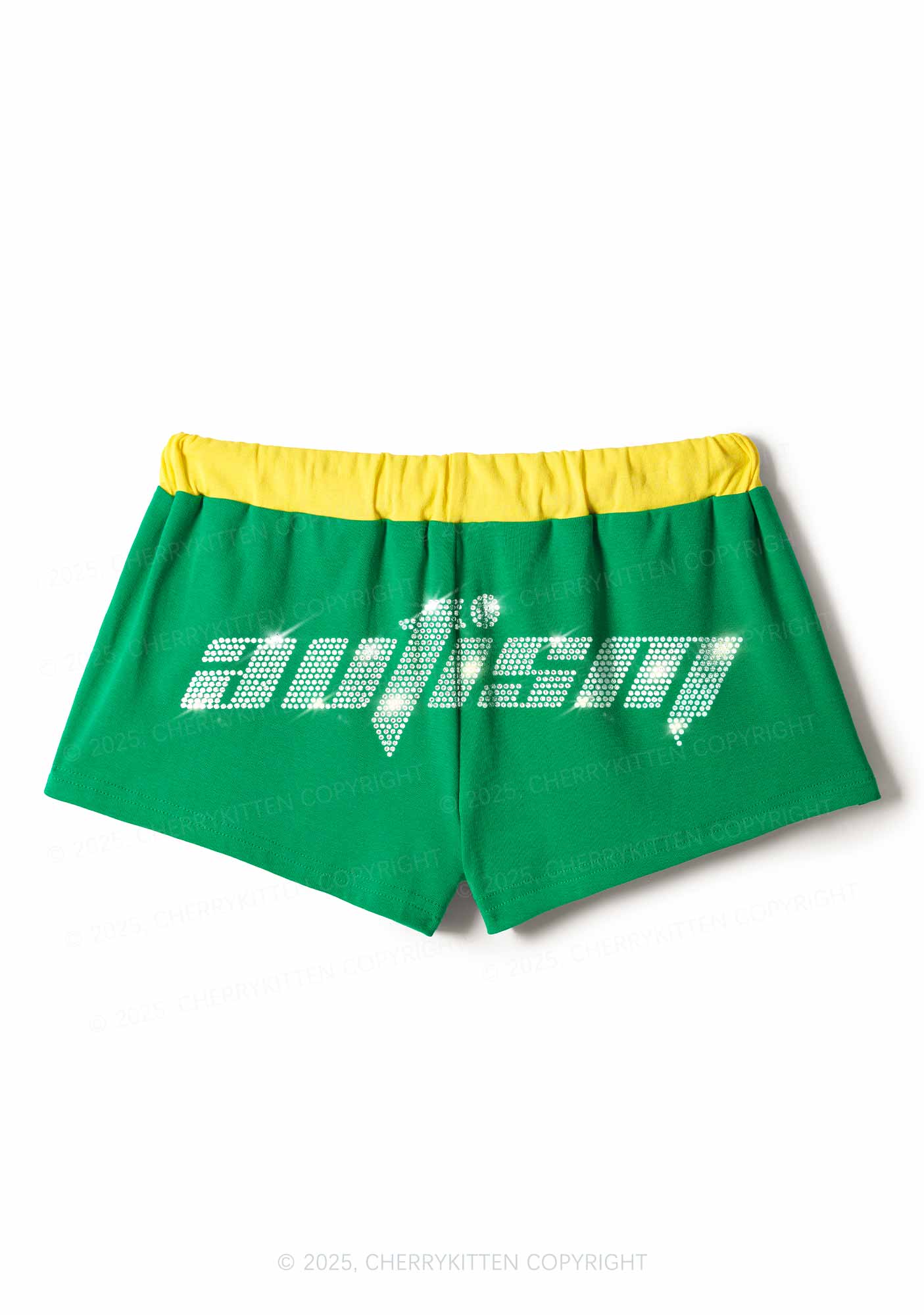 Rhinestone Autism Y2K Drawstring Mini Shorts Cherrykitten