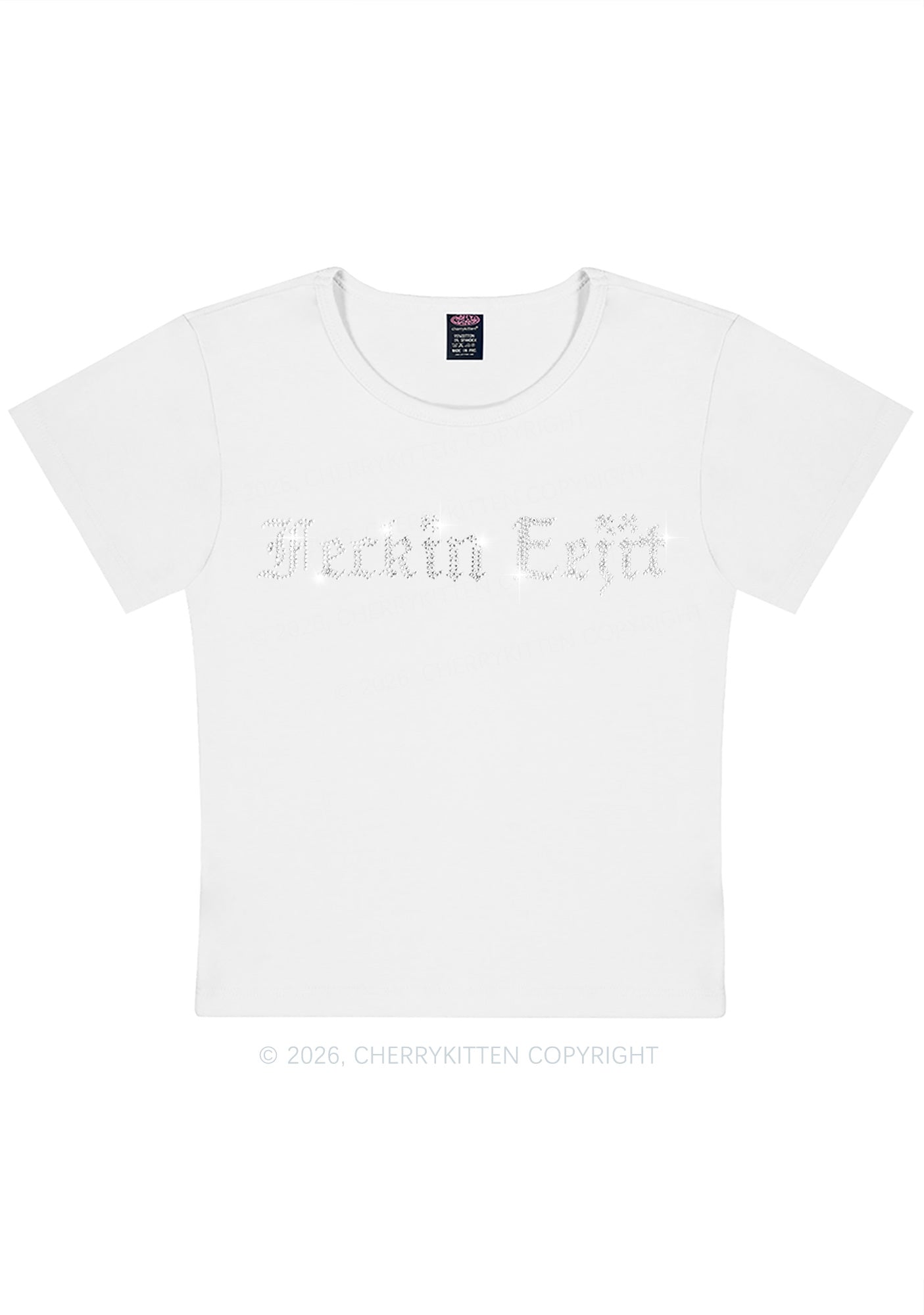 Rhinestone Feckin Eejit St Patricks Y2K Baby Tee Cherrykitten