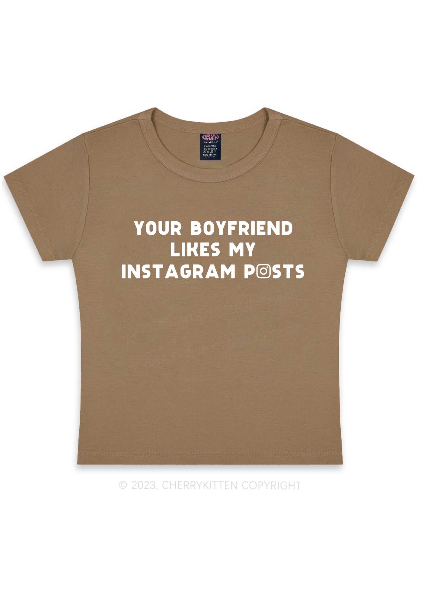 Your BF Likes My Posts Y2K Baby Tee Cherrykitten