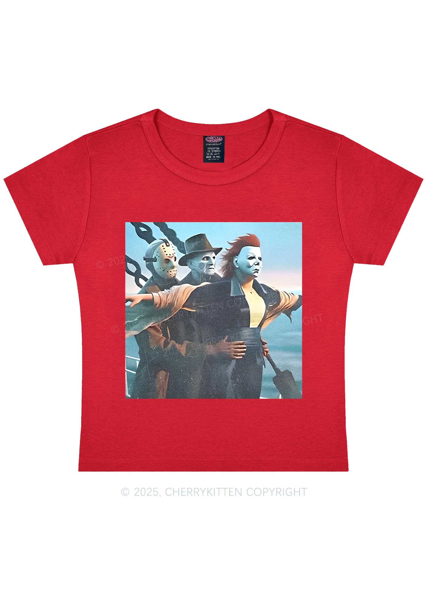 Halloween Horror Characters Y2K Baby Tee Cherrykitten