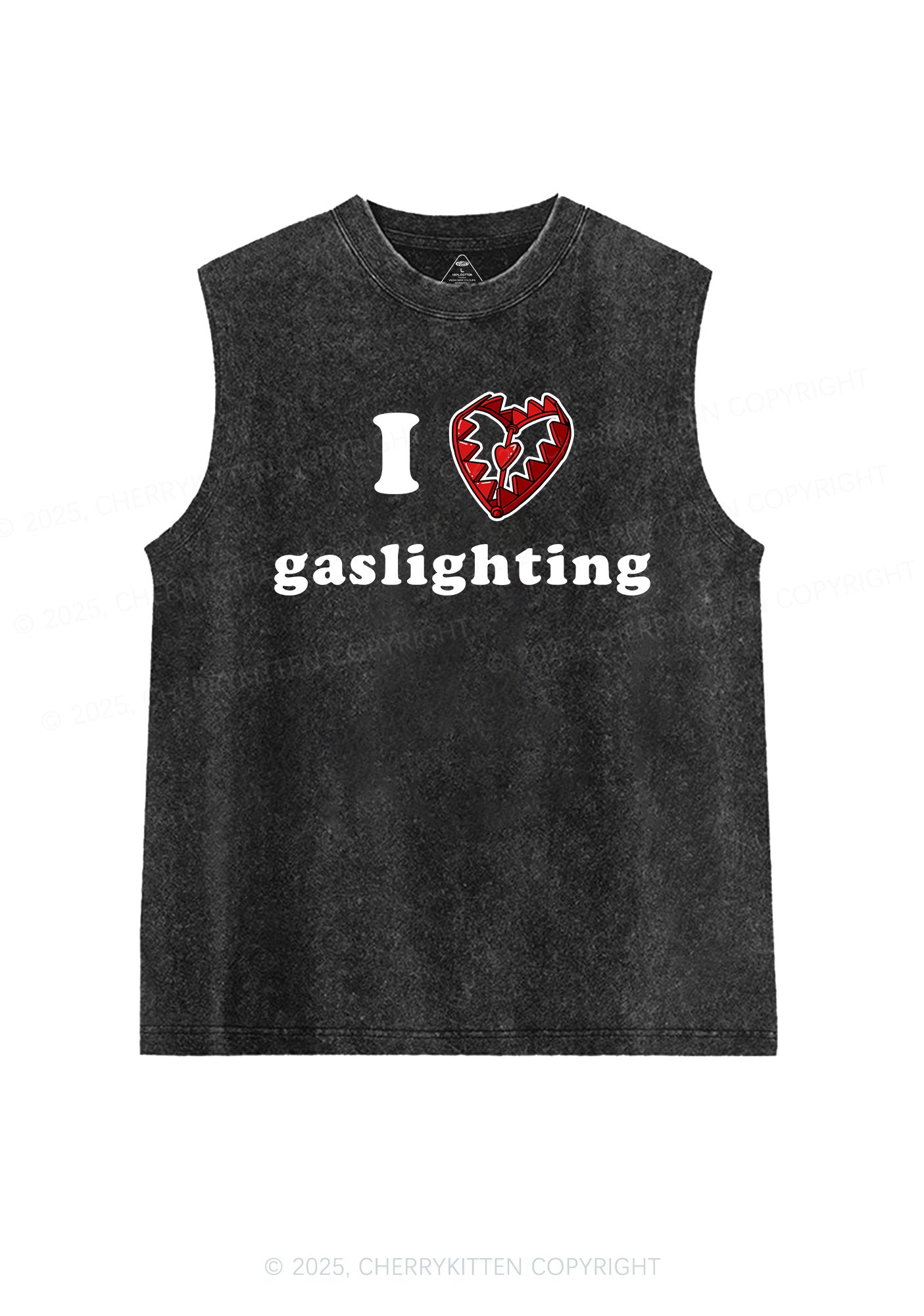 Love Gaslighting Y2K Washed Muscle Tank Cherrykitten