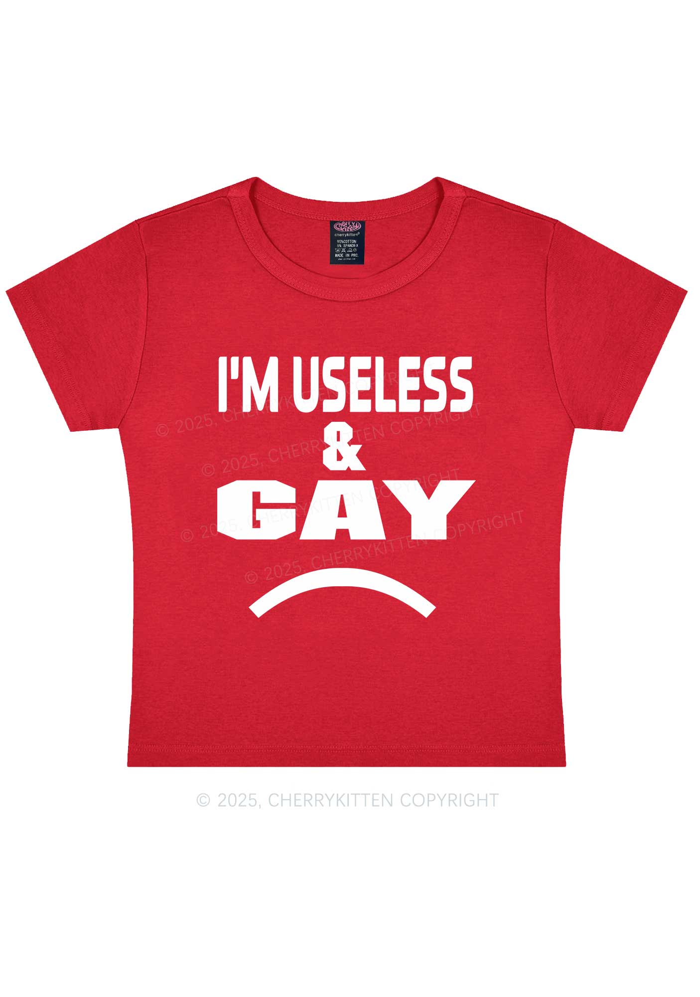 Useless Gay Pride Y2K Baby Tee Cherrykitten