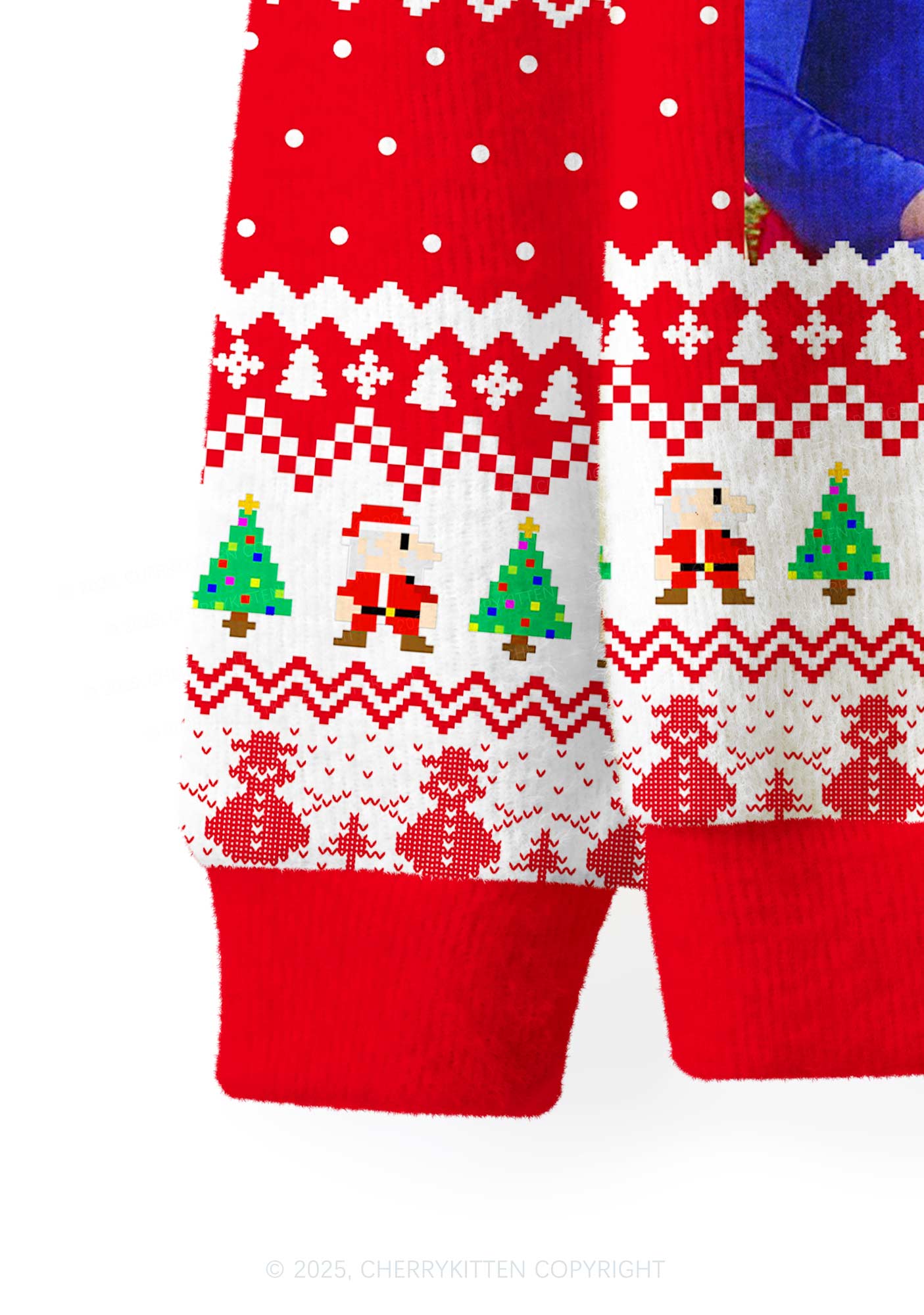 Super Santa Y2K Christmas Cardigan Knit Sweatshirt Cherrykitten
