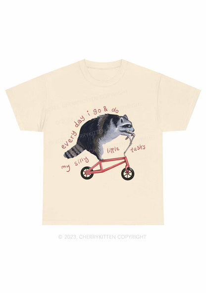 Raccoon On Bicycle Y2K Chunky Shirt Cherrykitten
