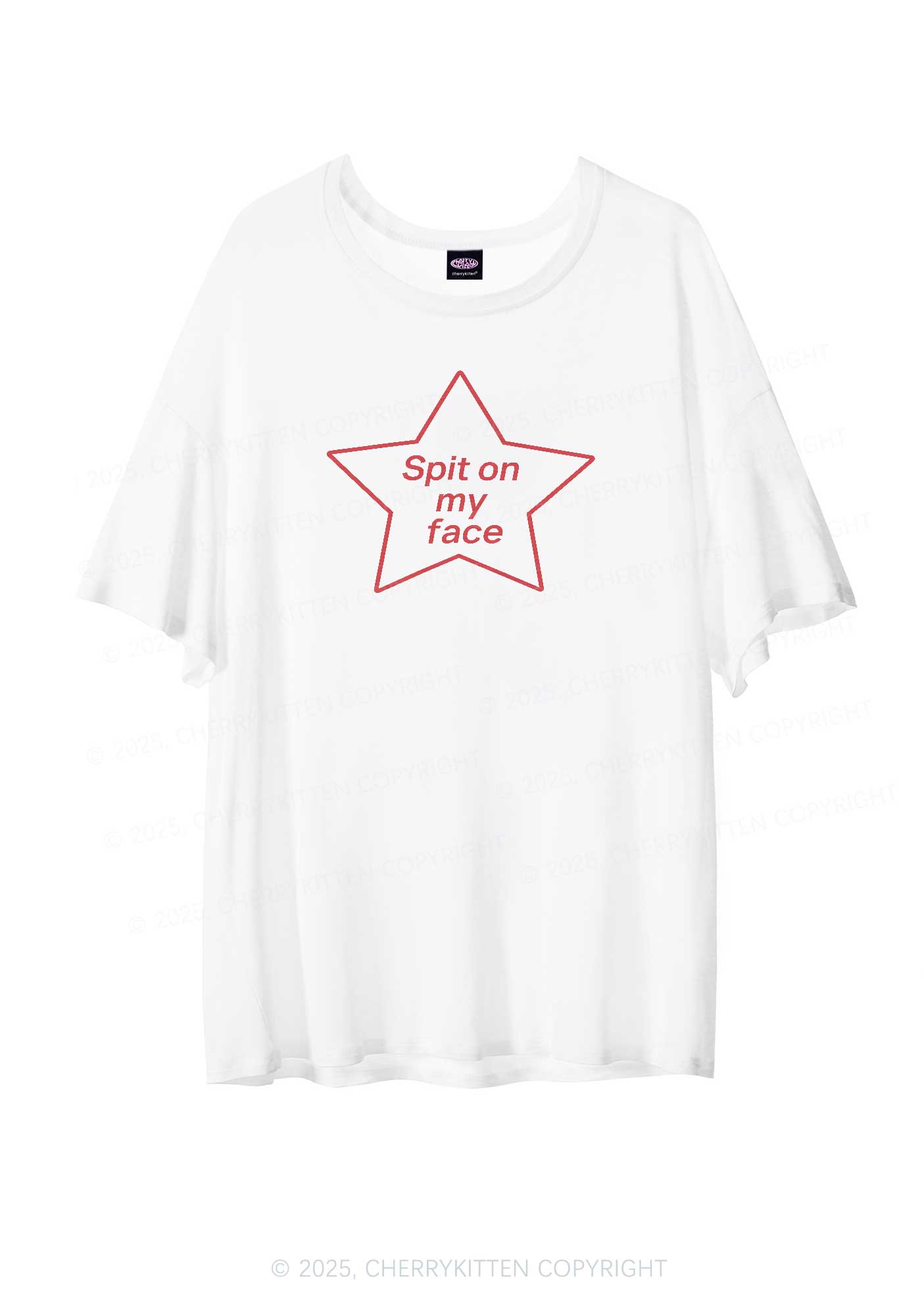Spit On My Face Y2K Sheer Boyfriend Tee Cherrykitten