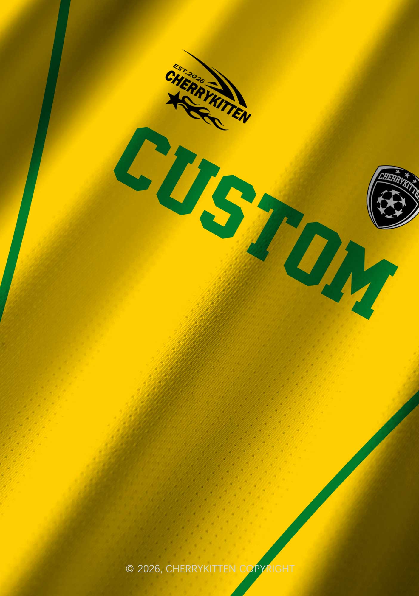 Custom Text Number Yellow Green Y2K Football Jersey Shirts Cherrykitten