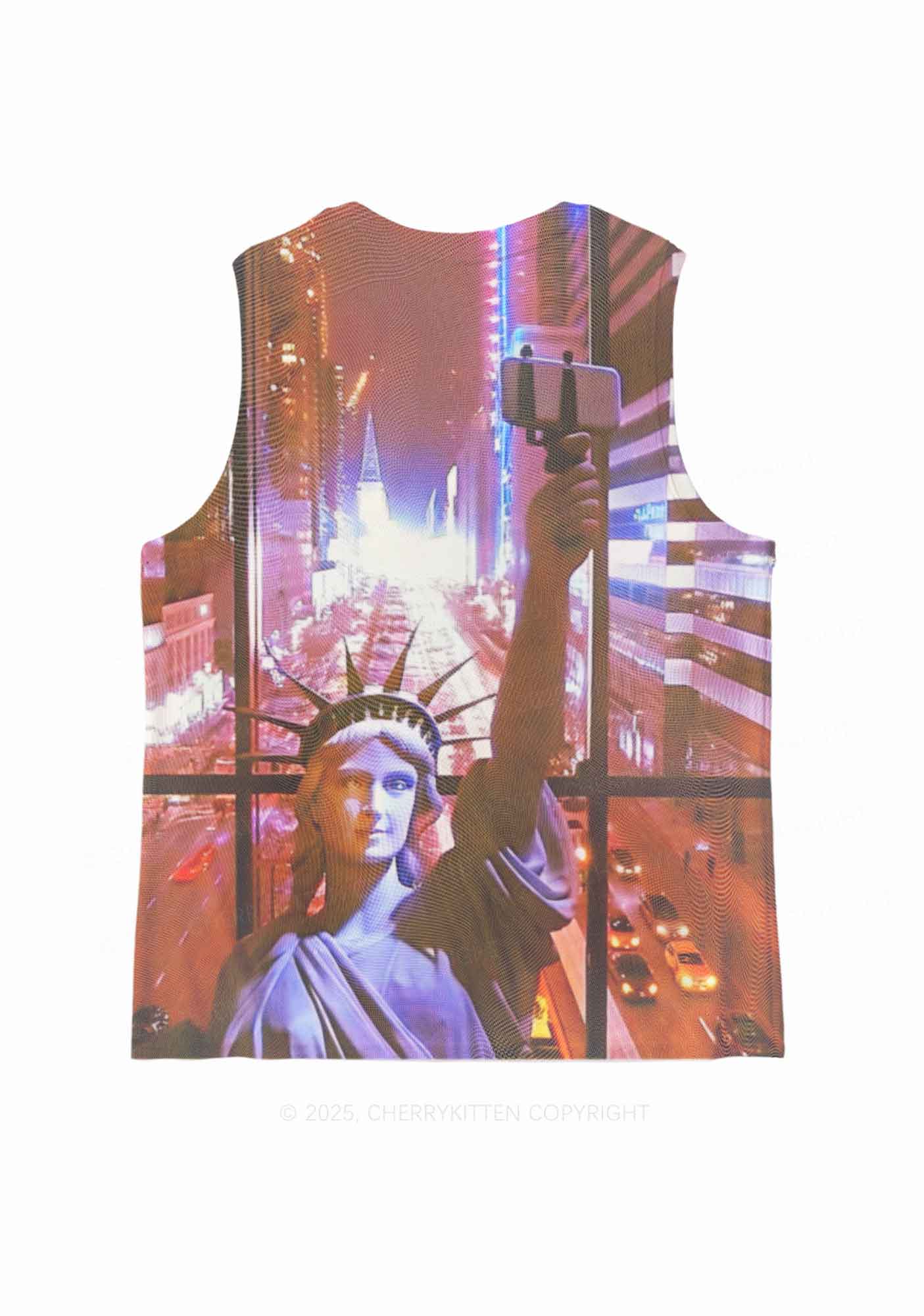 Statue Of Liberty Y2K Mesh Muscle Tank Cherrykitten