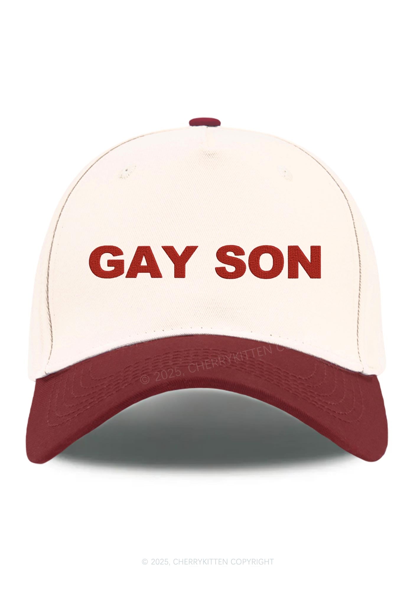 Embroidered Gay Son Pride Y2K Color Block Baseball Cap Cherrykitten